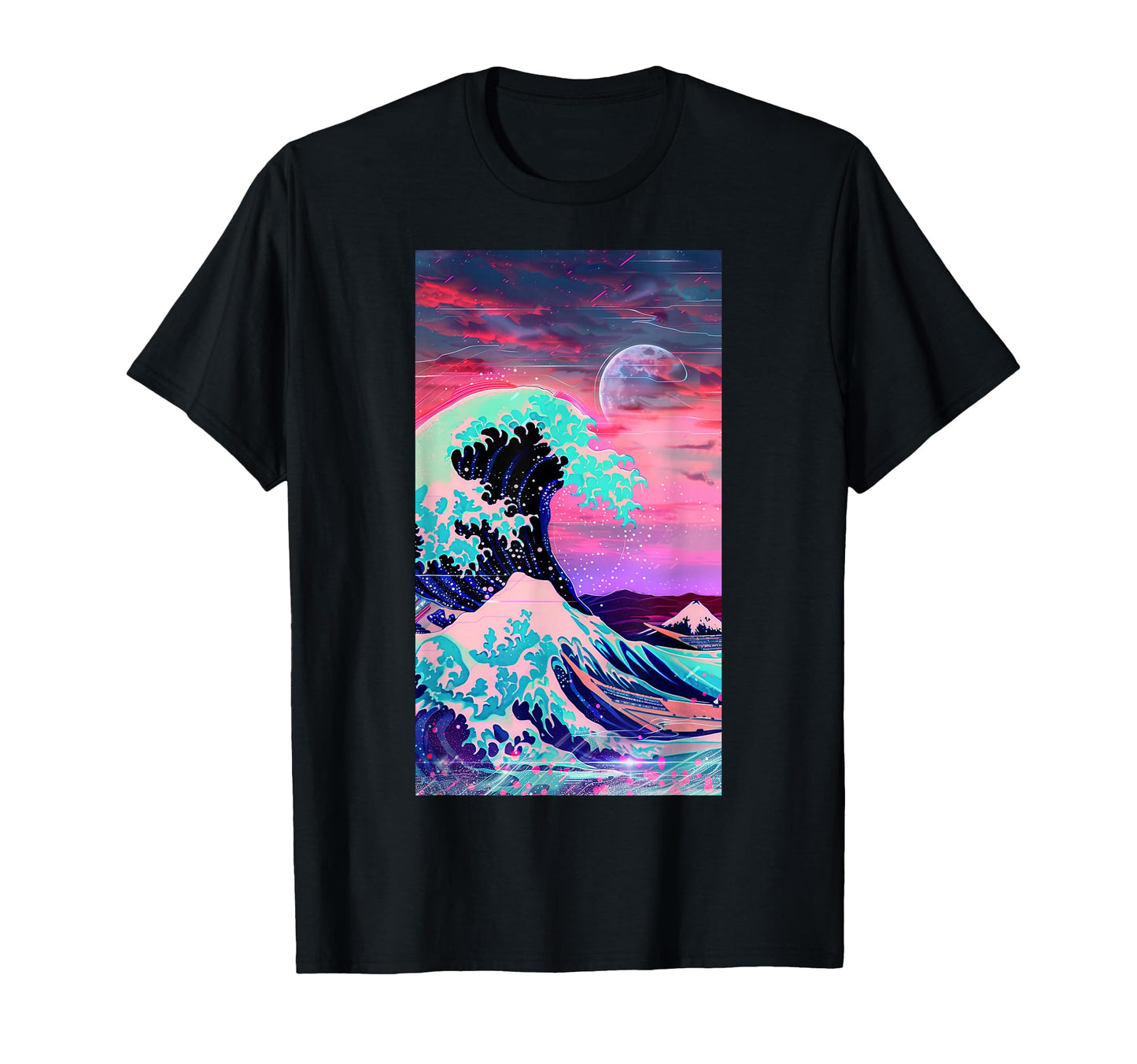 Vaporwave Inspired Great Wave T-Shirt - Custom Art Print for Adults - T-Shirt, Sweatshirt, Hoodie