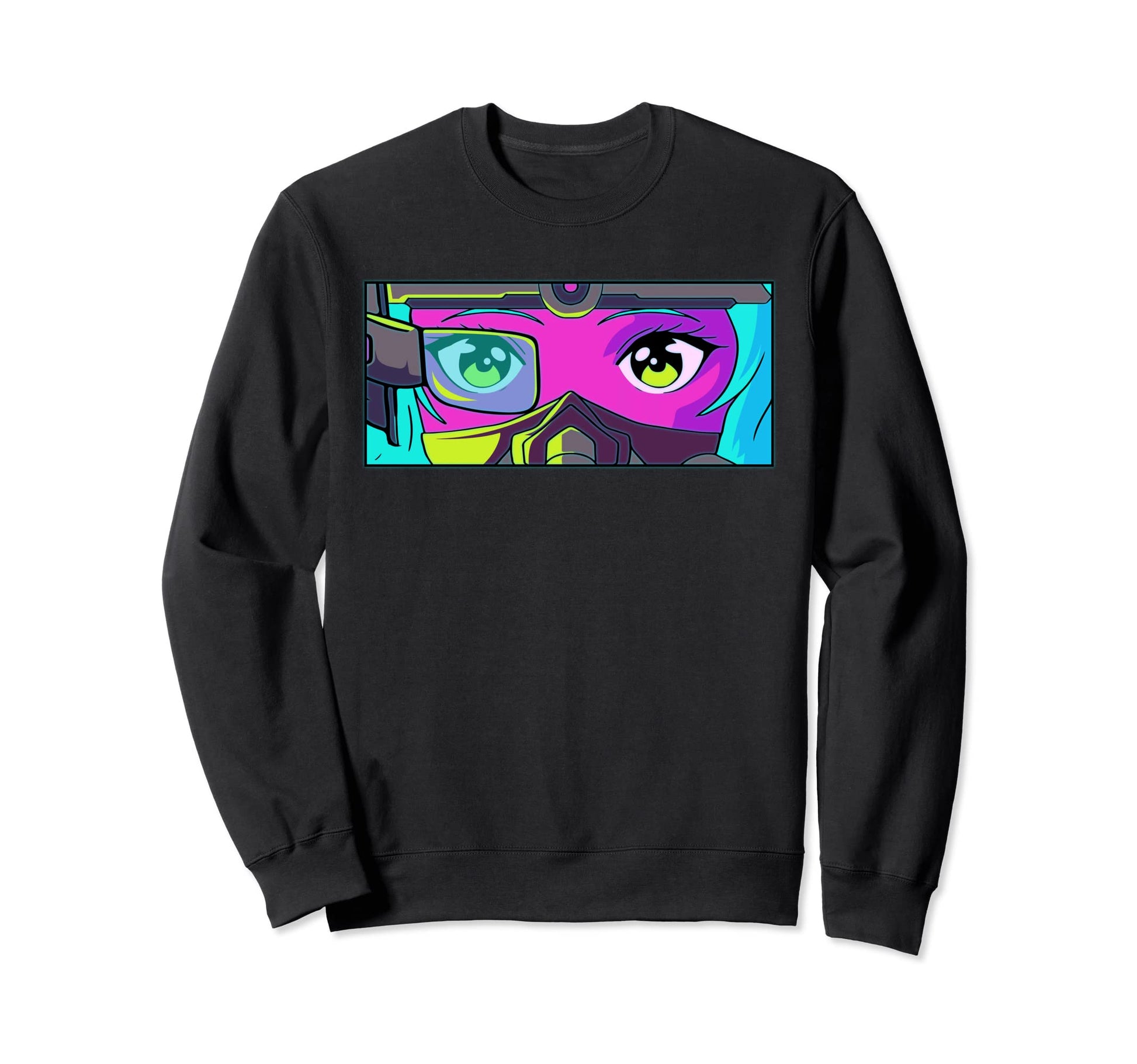 Cyber Aesthetic Anime Eyes Sweatshirt - Casual Everyday Wear for Adults - T-Shirt, Sweatshirt, Hoodie