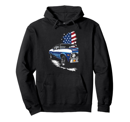 1969 69 Nova Ss American Patriotic Flag Hoodie - Trendy Graphic for Adults - T-Shirt, Sweatshirt, Hoodie