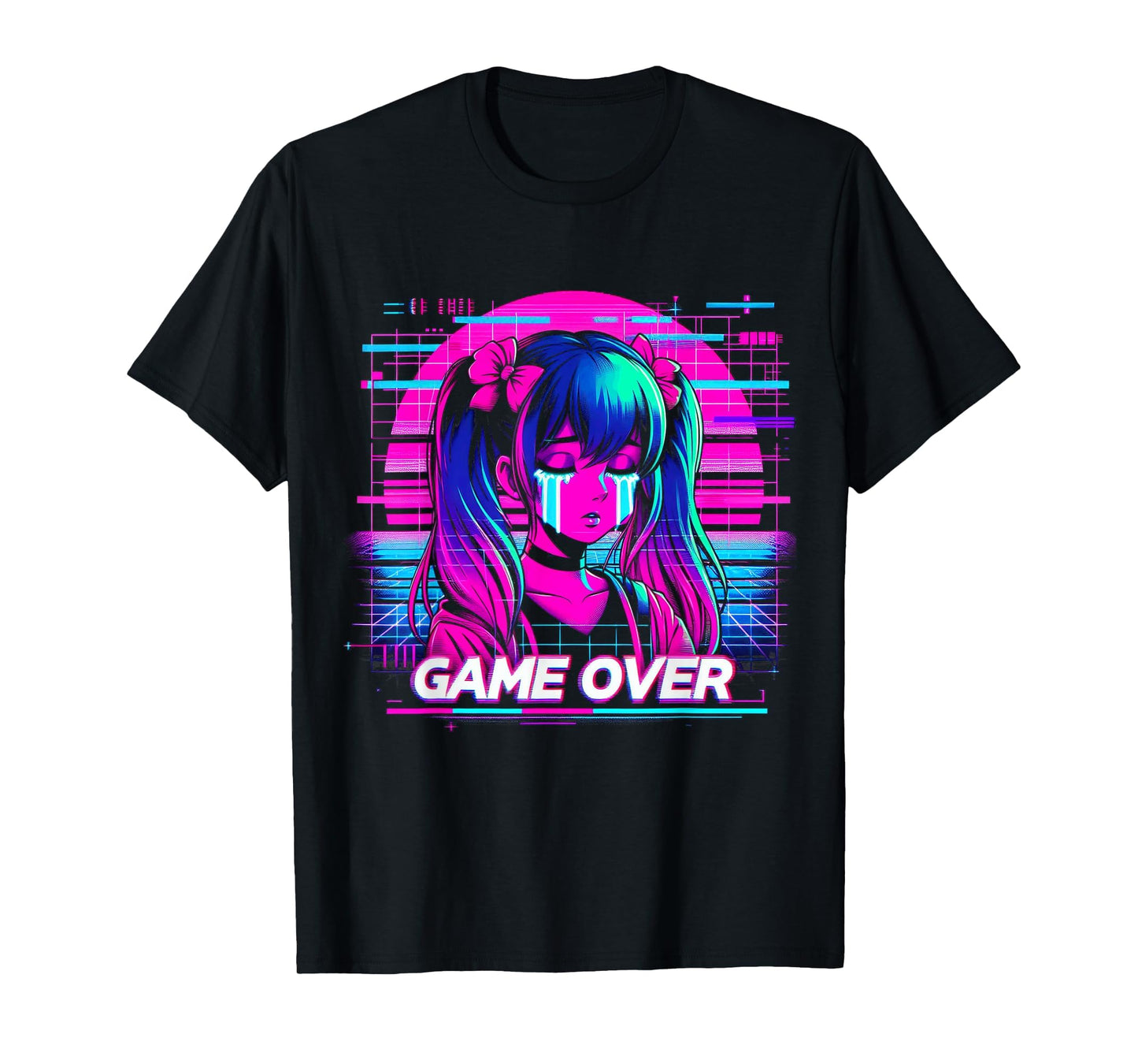 Sad Anime Japanese Vaporwave Aesthetic T-Shirt - Minimalist Print Unisex - T-Shirt, Sweatshirt, Hoodie