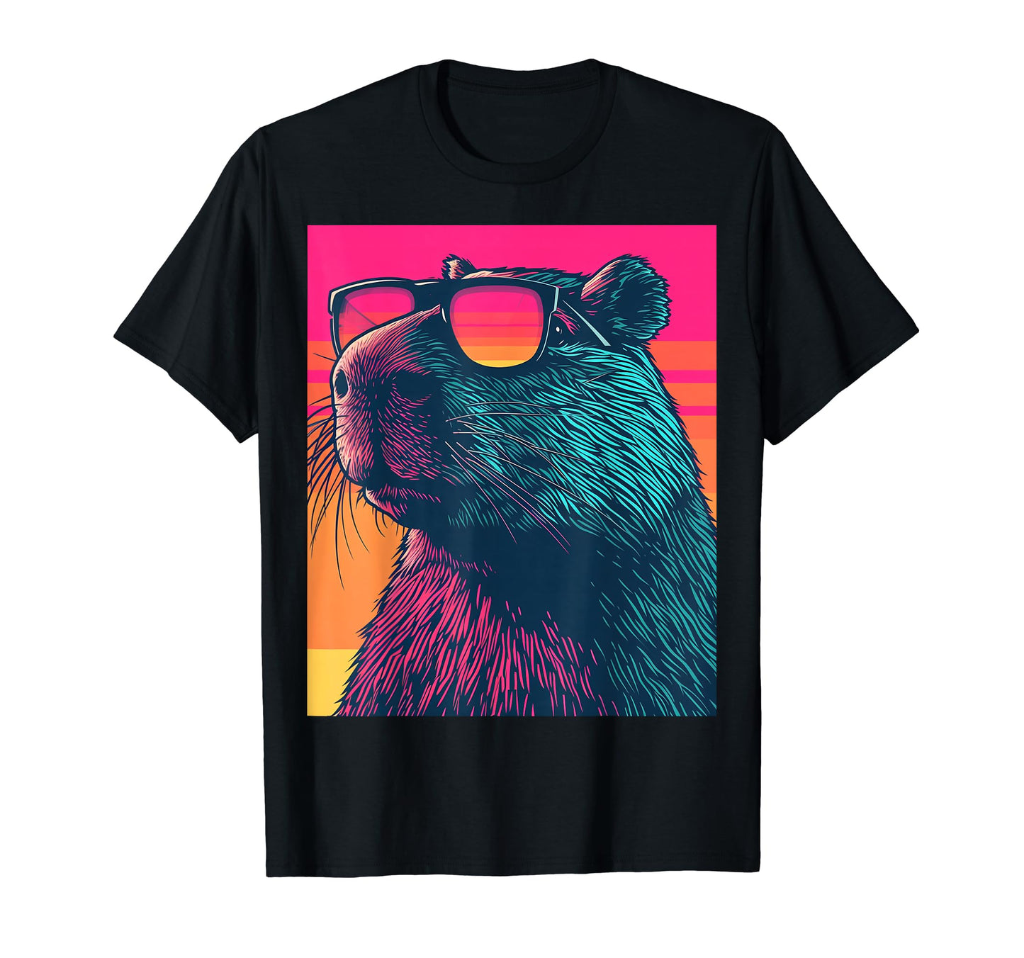 Funny Capybara Rodent Vaporwave T-Shirt - Aesthetic Graphic Men Women - T-Shirt, Sweatshirt, Hoodie