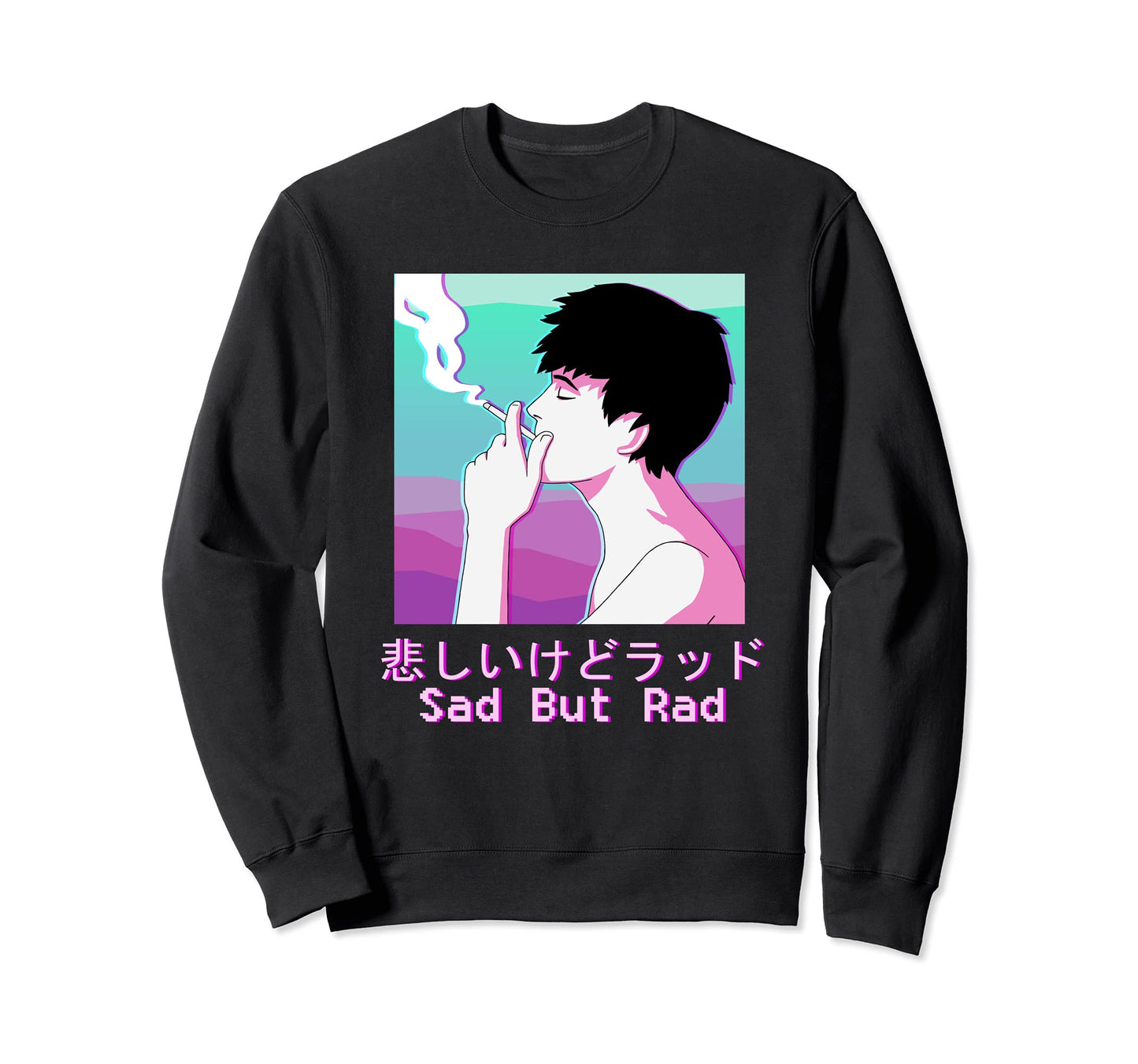 Vaporwave Aesthetic Sad But Rad Sweatshirt - Aesthetic Graphic for Adults - T-Shirt, Sweatshirt, Hoodie
