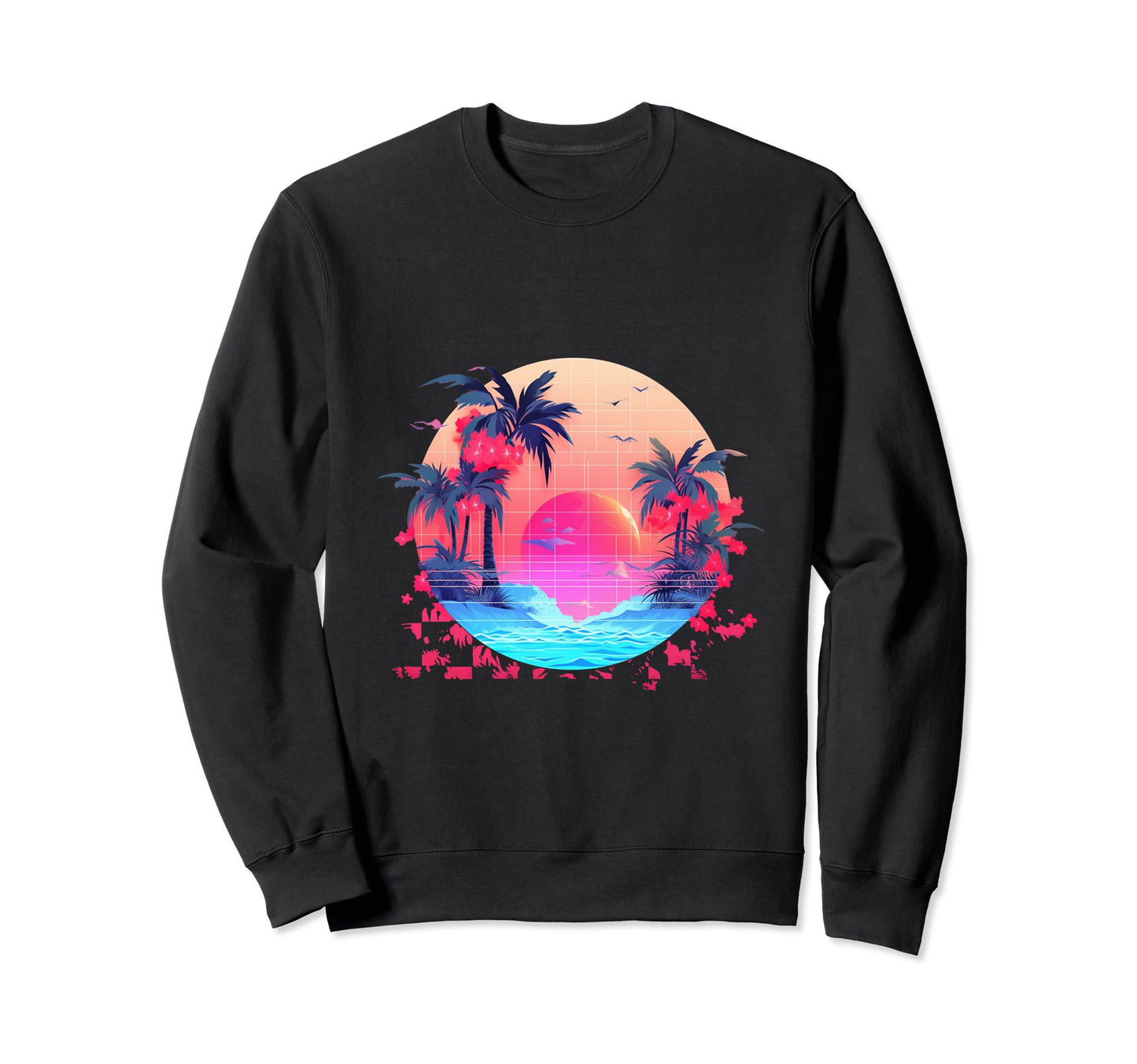 Glitch Sunset Vaporwave Aesthetic Sweatshirt - Novelty Apparel Men Women - T-Shirt, Sweatshirt, Hoodie