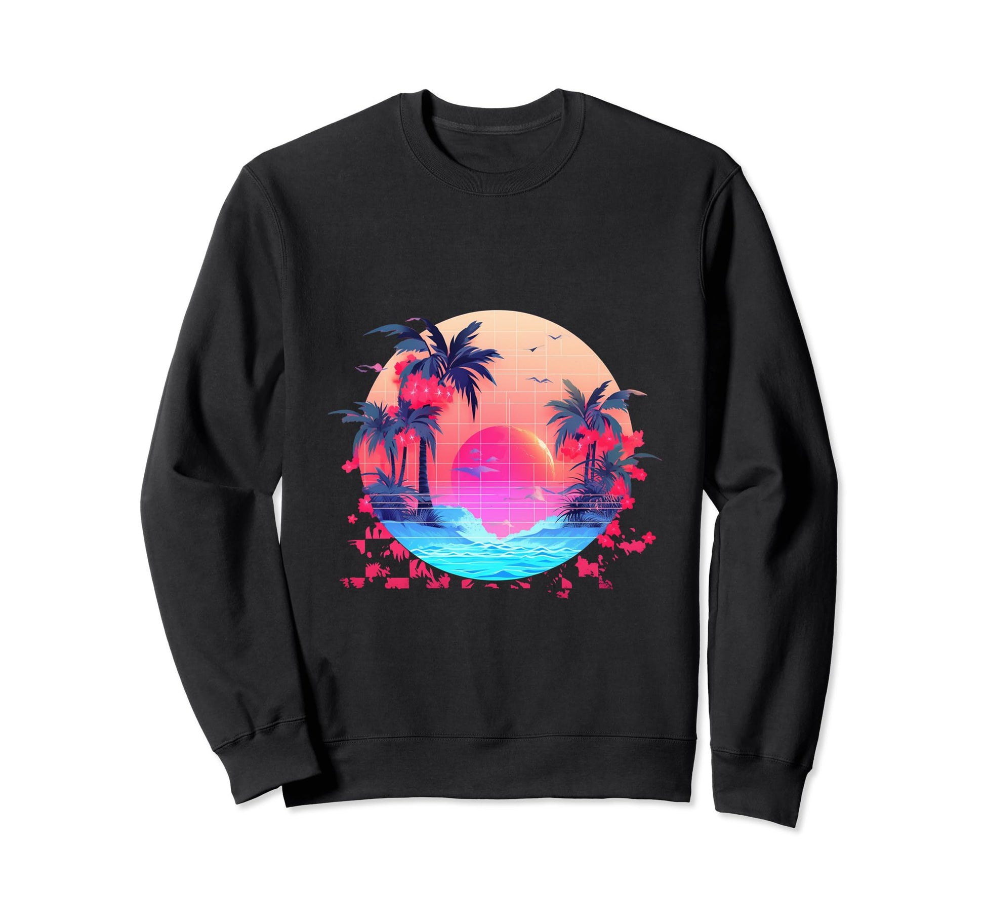 Glitch Sunset Vaporwave Aesthetic Sweatshirt - Novelty Apparel Men Women - T-Shirt, Sweatshirt, Hoodie