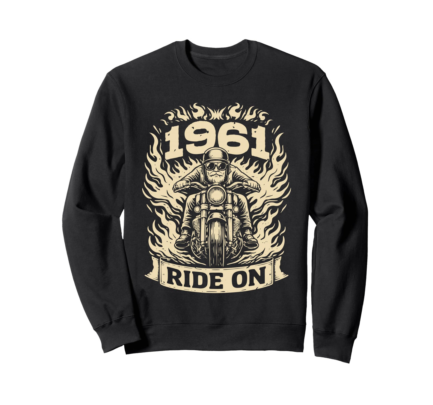 Biker 1961 Ride Birthday Motorcycle Sweatshirt - Graphic Print for Adults - T-Shirt, Sweatshirt, Hoodie