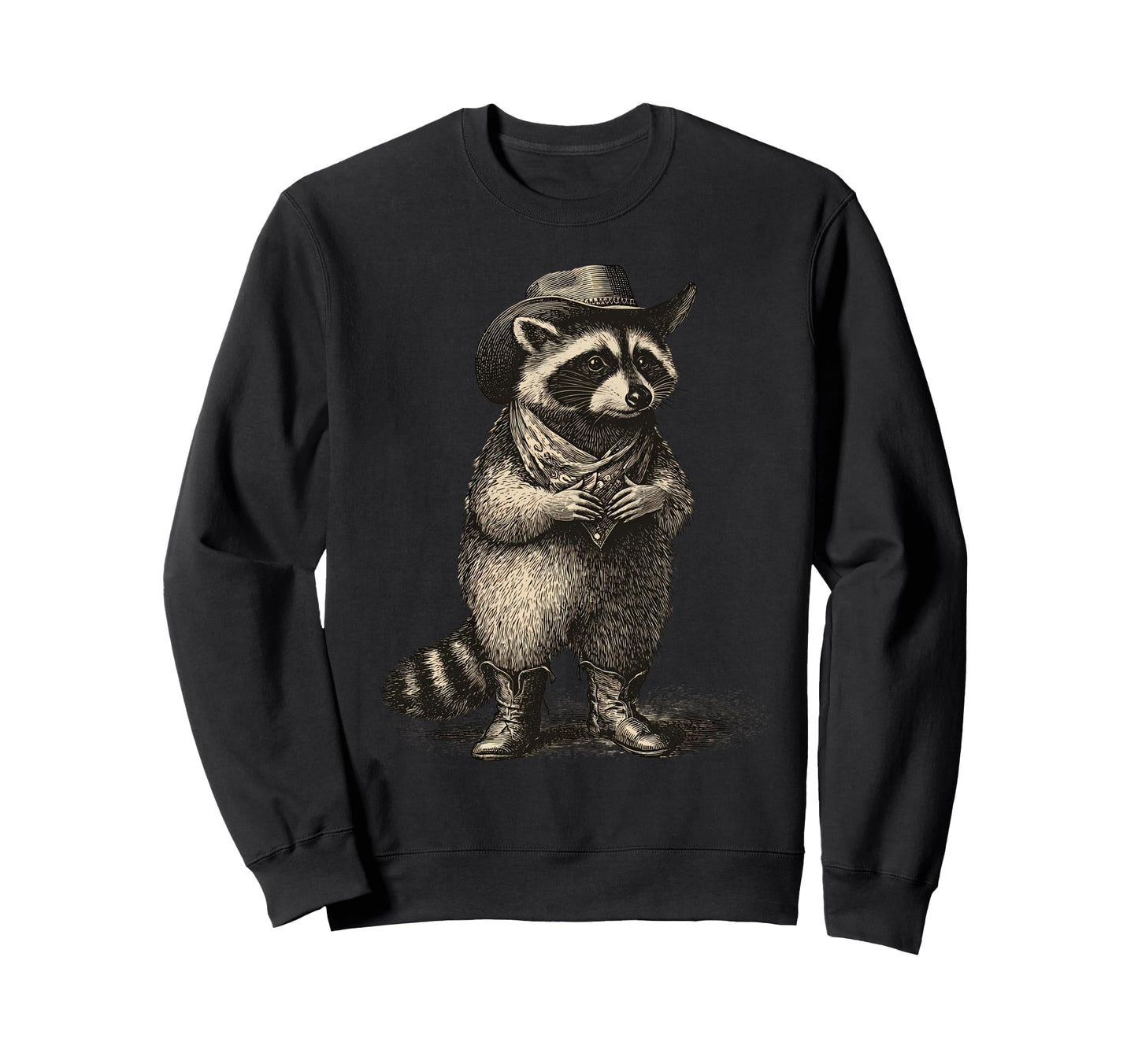 Raccoon Cowboy Rodeo Cowgirl Western Sweatshirt - Unique Graphic Unisex - T-Shirt, Sweatshirt, Hoodie