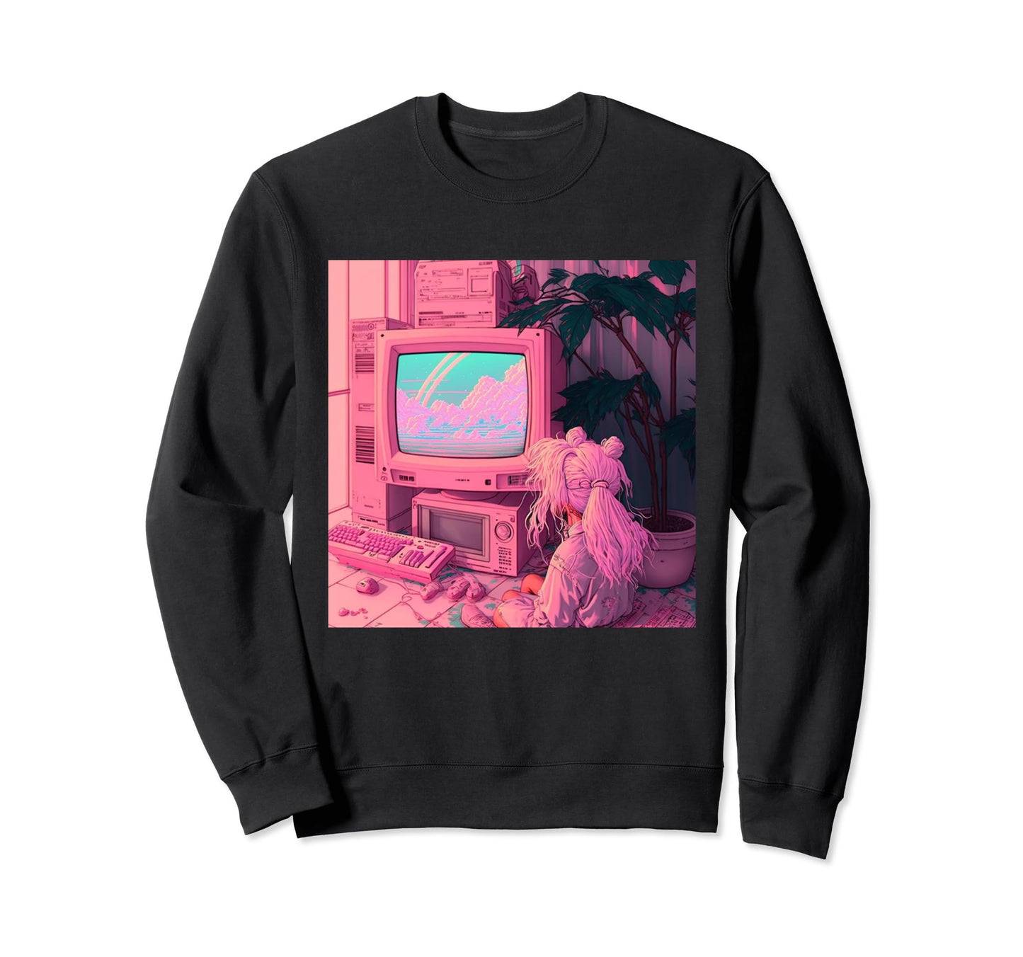 Vaporwave Aesthetic 90S Egirl Sweatshirt - Fun Novelty Design for Adults - T-Shirt, Sweatshirt, Hoodie
