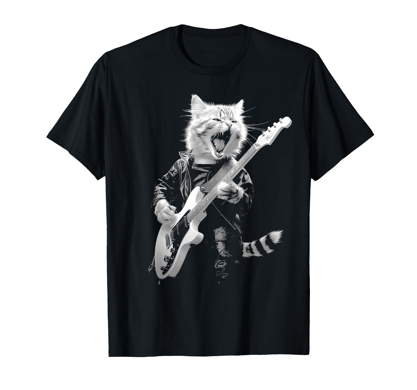 Rock Cat Playing Guitar Funny Guitar T-Shirt - Streetwear Style Men Women - T-Shirt, Sweatshirt, Hoodie