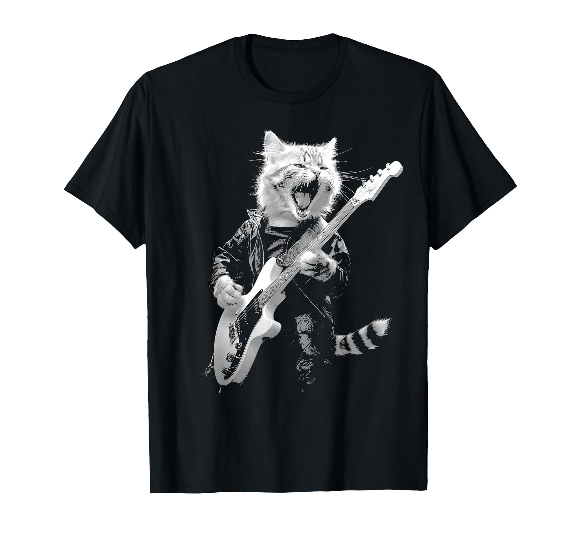 Rock Cat Playing Guitar Funny Guitar T-Shirt - Streetwear Style Men Women - T-Shirt, Sweatshirt, Hoodie