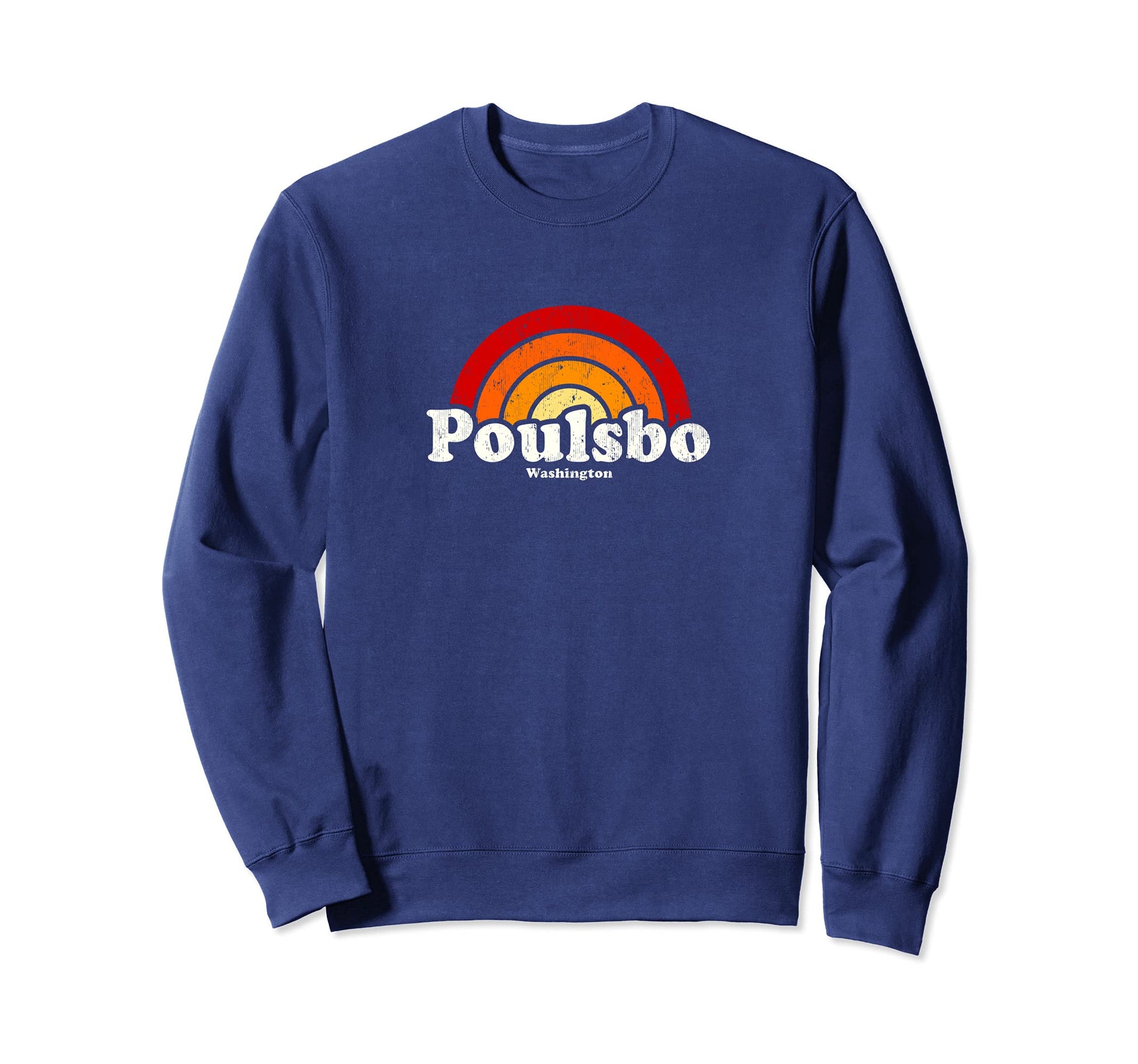 Poulsbo Washington Wa 70S Rainbow Sweatshirt - Custom Art Print for Adults - T-Shirt, Sweatshirt, Hoodie