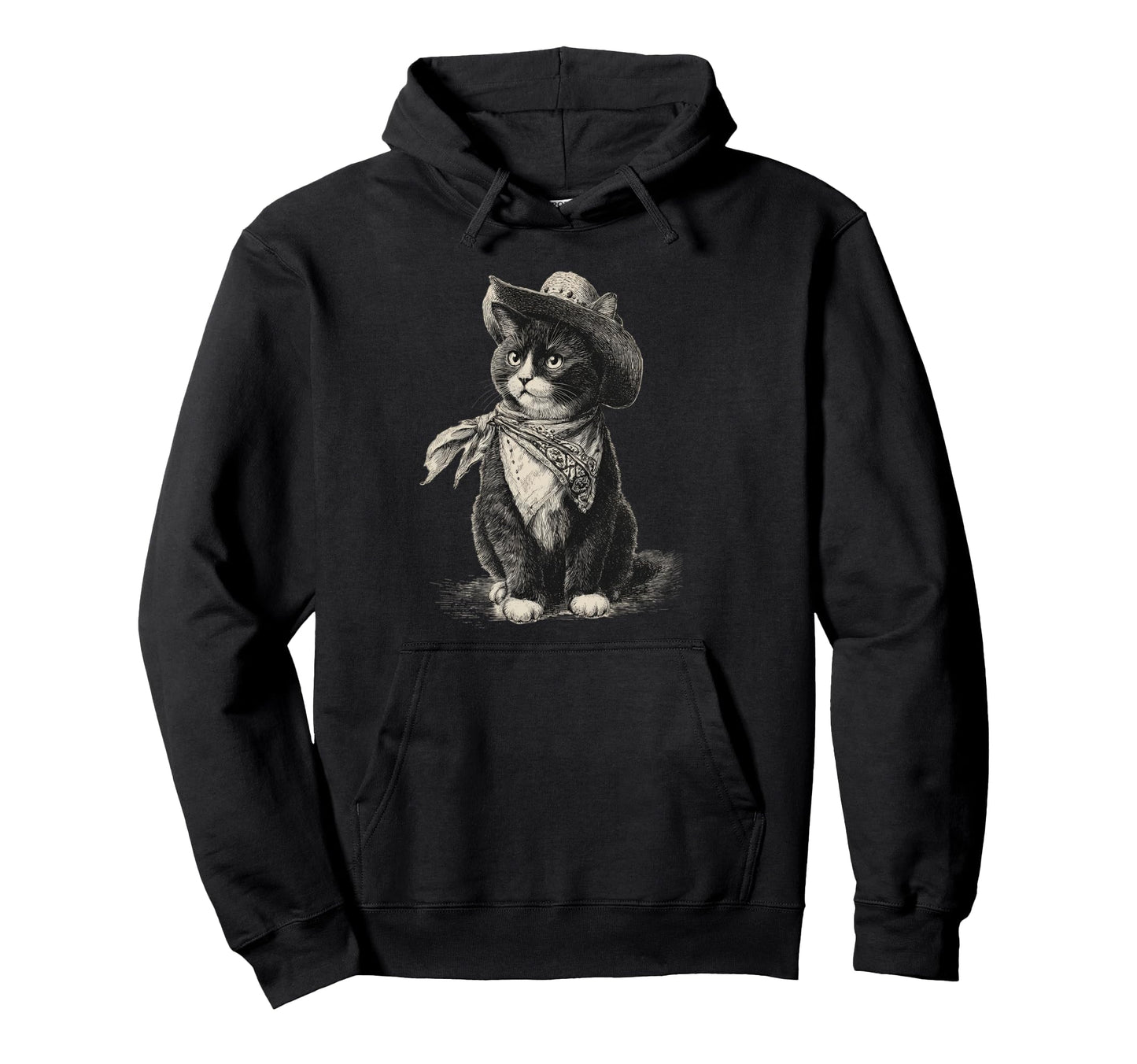 Country Western Cowgirl Funny Cowboy Cat Hoodie - Graphic Print Unisex - T-Shirt, Sweatshirt, Hoodie