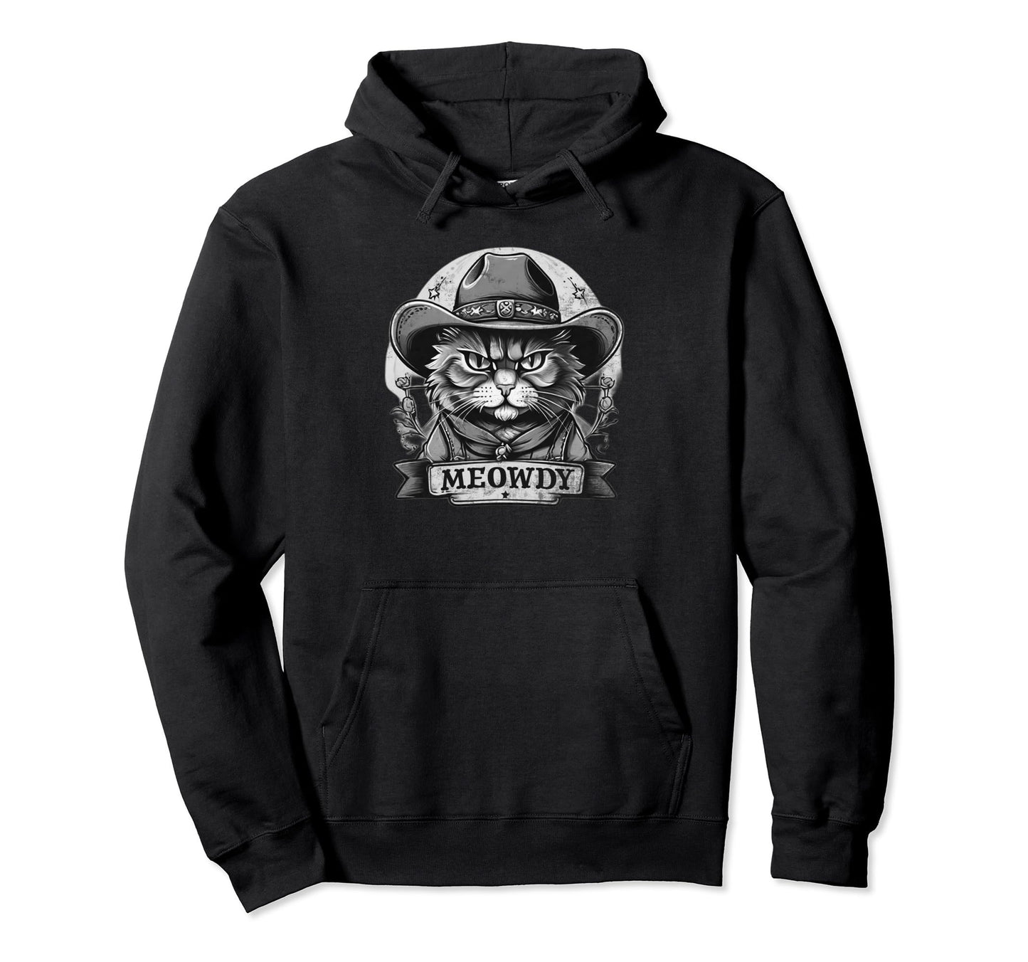Meowdy Funny Cats Country Music Cat Hoodie - Minimalist Print Unisex - T-Shirt, Sweatshirt, Hoodie