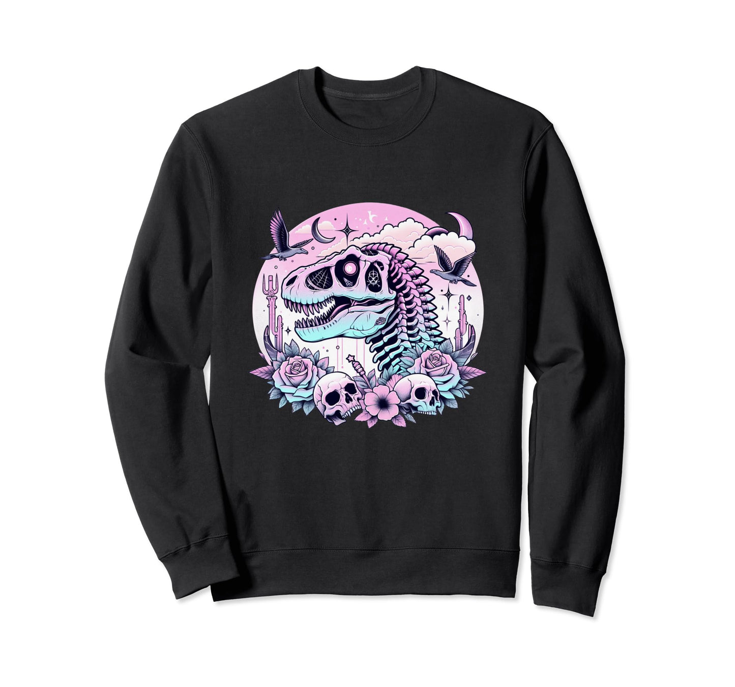 Pastel Goth T Rex Skull Dinosaur Sweatshirt - Minimalist Print Unisex - T-Shirt, Sweatshirt, Hoodie