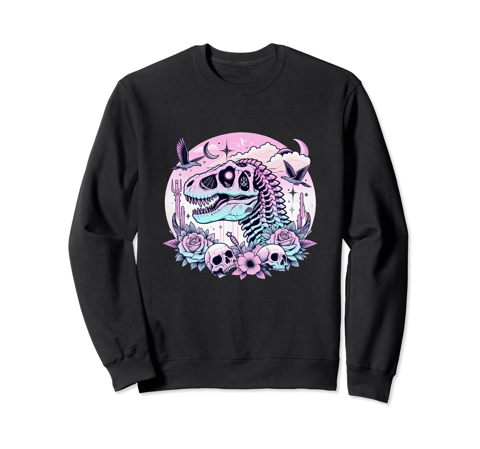 Pastel Goth T Rex Skull Dinosaur Sweatshirt - Minimalist Print Unisex - T-Shirt, Sweatshirt, Hoodie