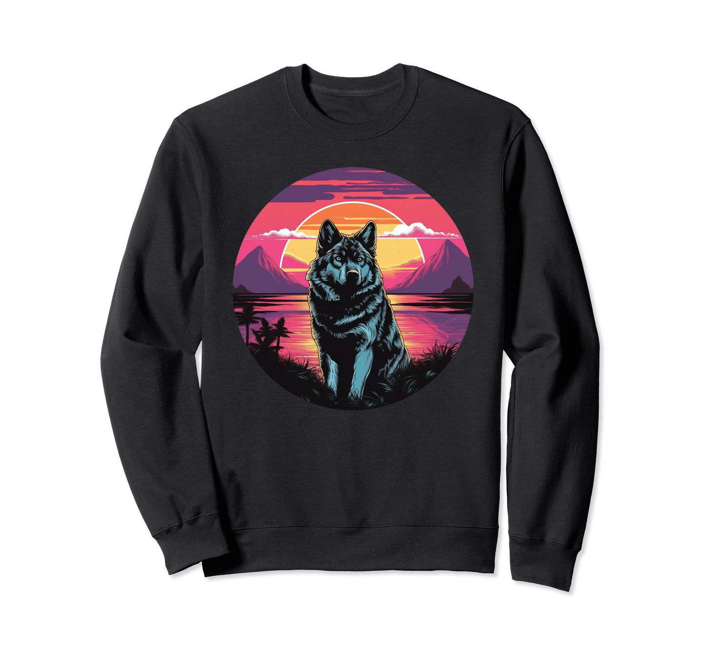 Vaporwave Wolf I Aesthetic Wolf Sweatshirt - Trendy Graphic Men Women - T-Shirt, Sweatshirt, Hoodie