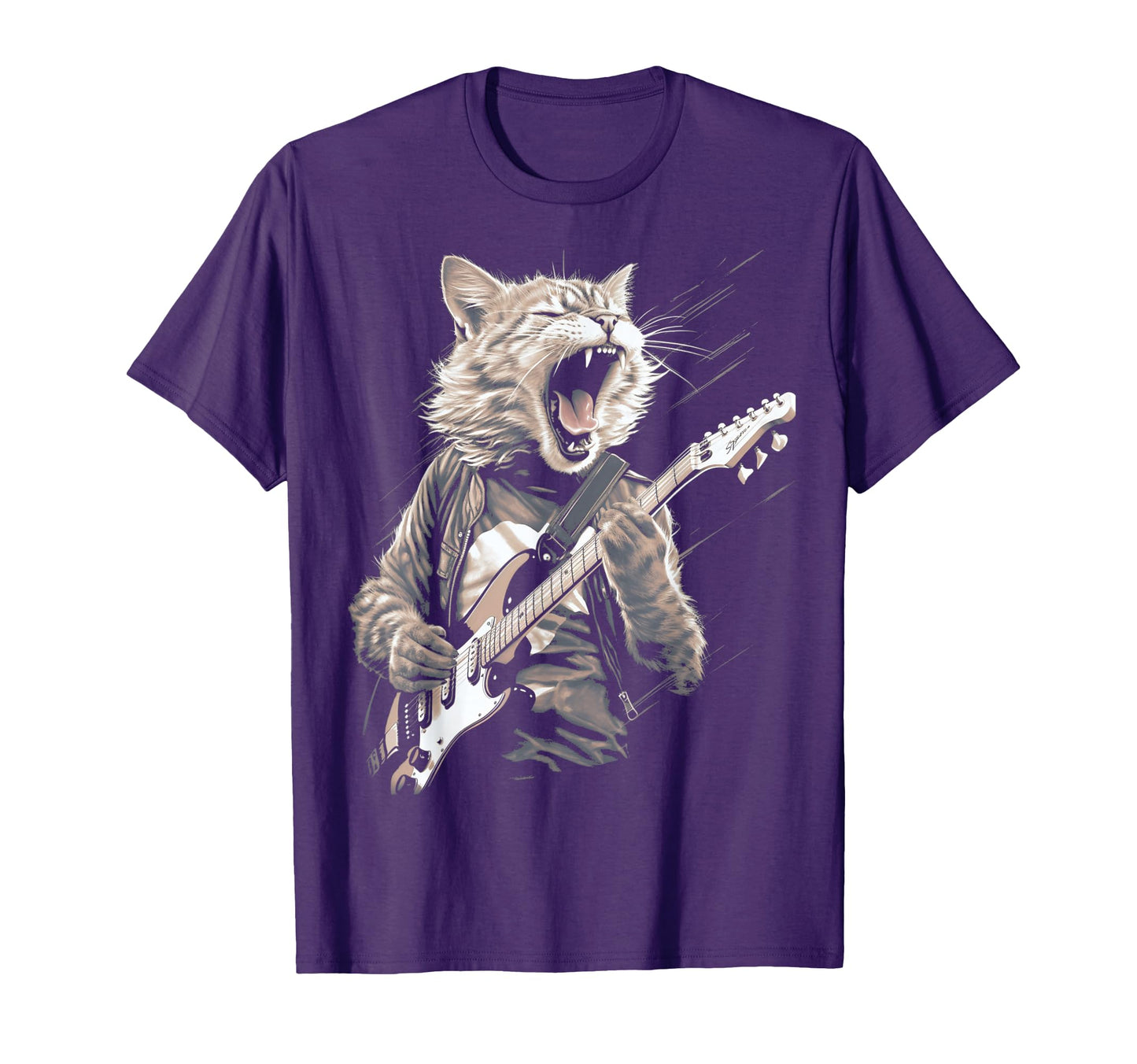 Rock Cat Playing Guitar Funny T-Shirt - Fun Novelty Design Men Women - T-Shirt, Sweatshirt, Hoodie