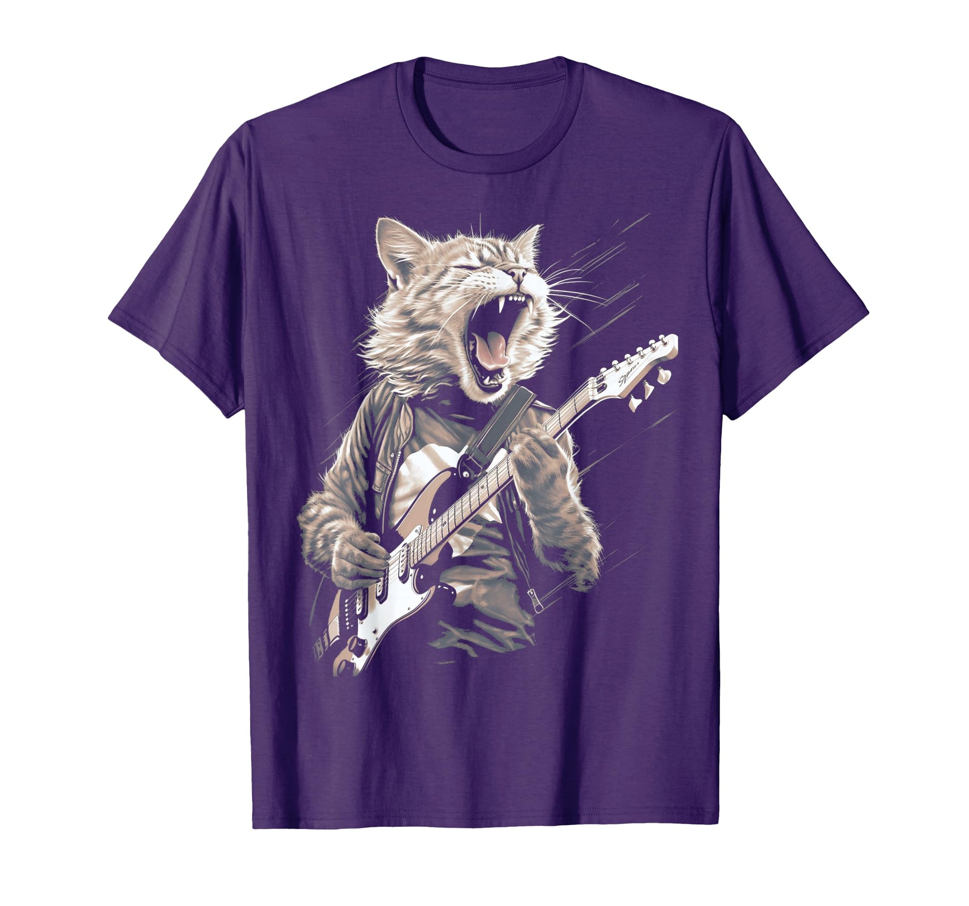 Rock Cat Playing Guitar Funny T-Shirt - Fun Novelty Design Men Women - T-Shirt, Sweatshirt, Hoodie