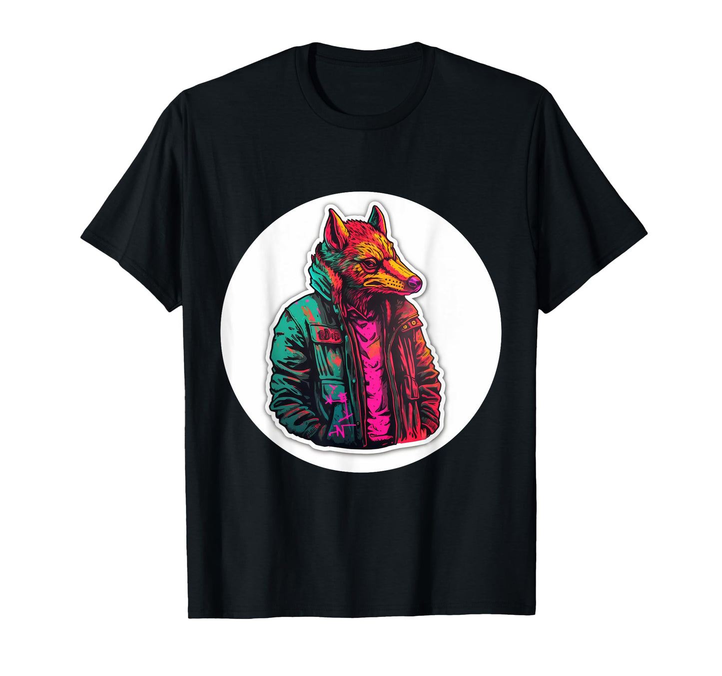 Urban City Wolf Wearing Jacket Hands T-Shirt - Trendy Graphic Unisex - T-Shirt, Sweatshirt, Hoodie
