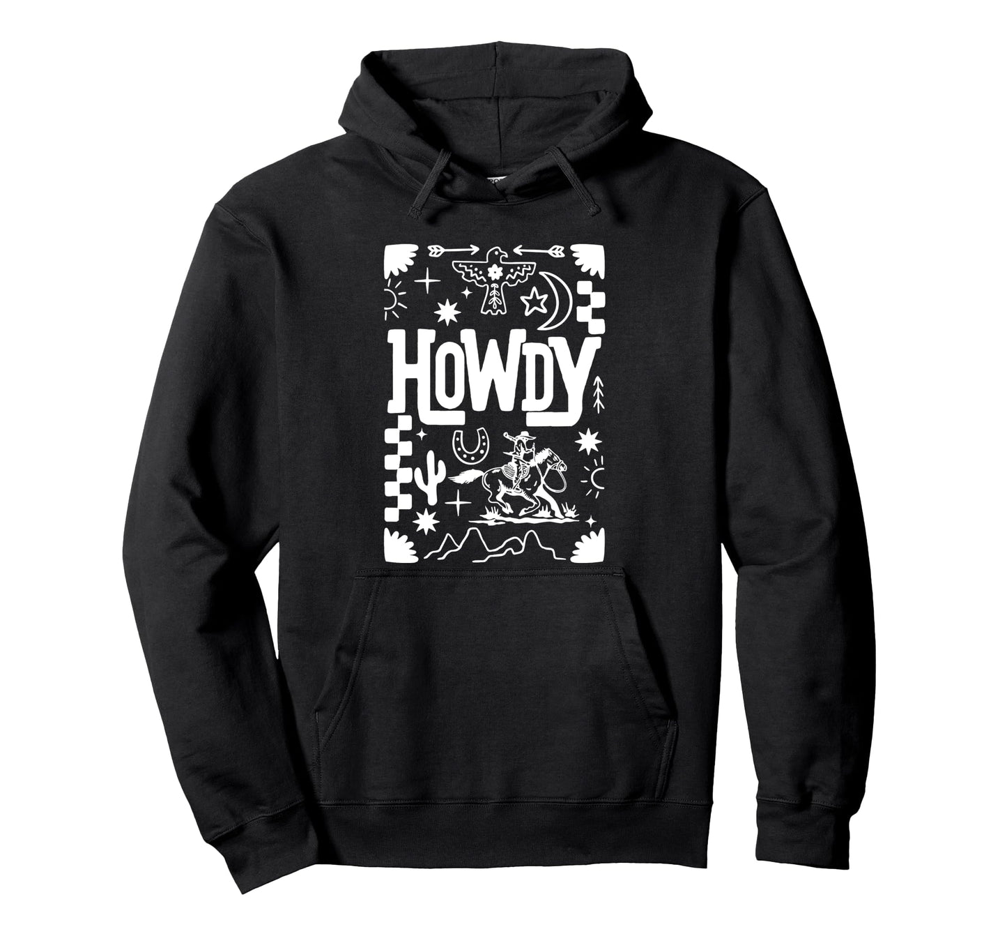 Howdy Cowboy Floral Western Hoodie - Custom Art Print Unisex - T-Shirt, Sweatshirt, Hoodie