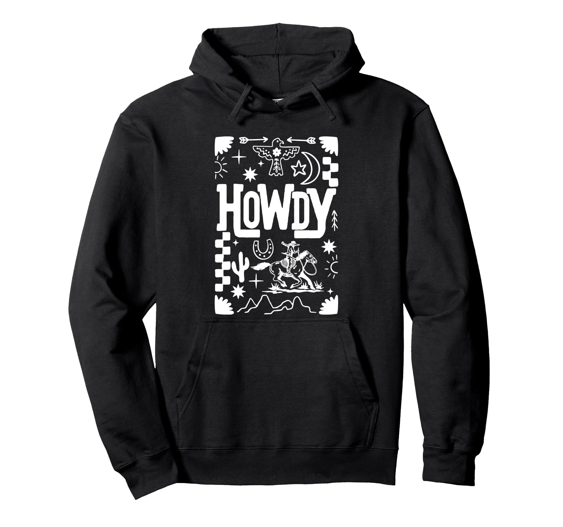 Howdy Cowboy Floral Western Hoodie - Custom Art Print Unisex - T-Shirt, Sweatshirt, Hoodie