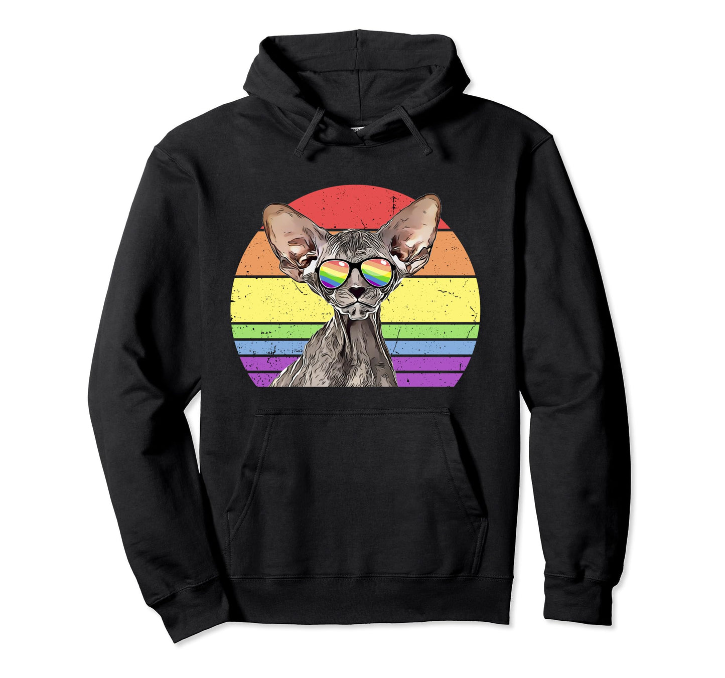Lgbtq Peterbald Cat Rainbow Love Hoodie - Fun Novelty Design Men Women - T-Shirt, Sweatshirt, Hoodie