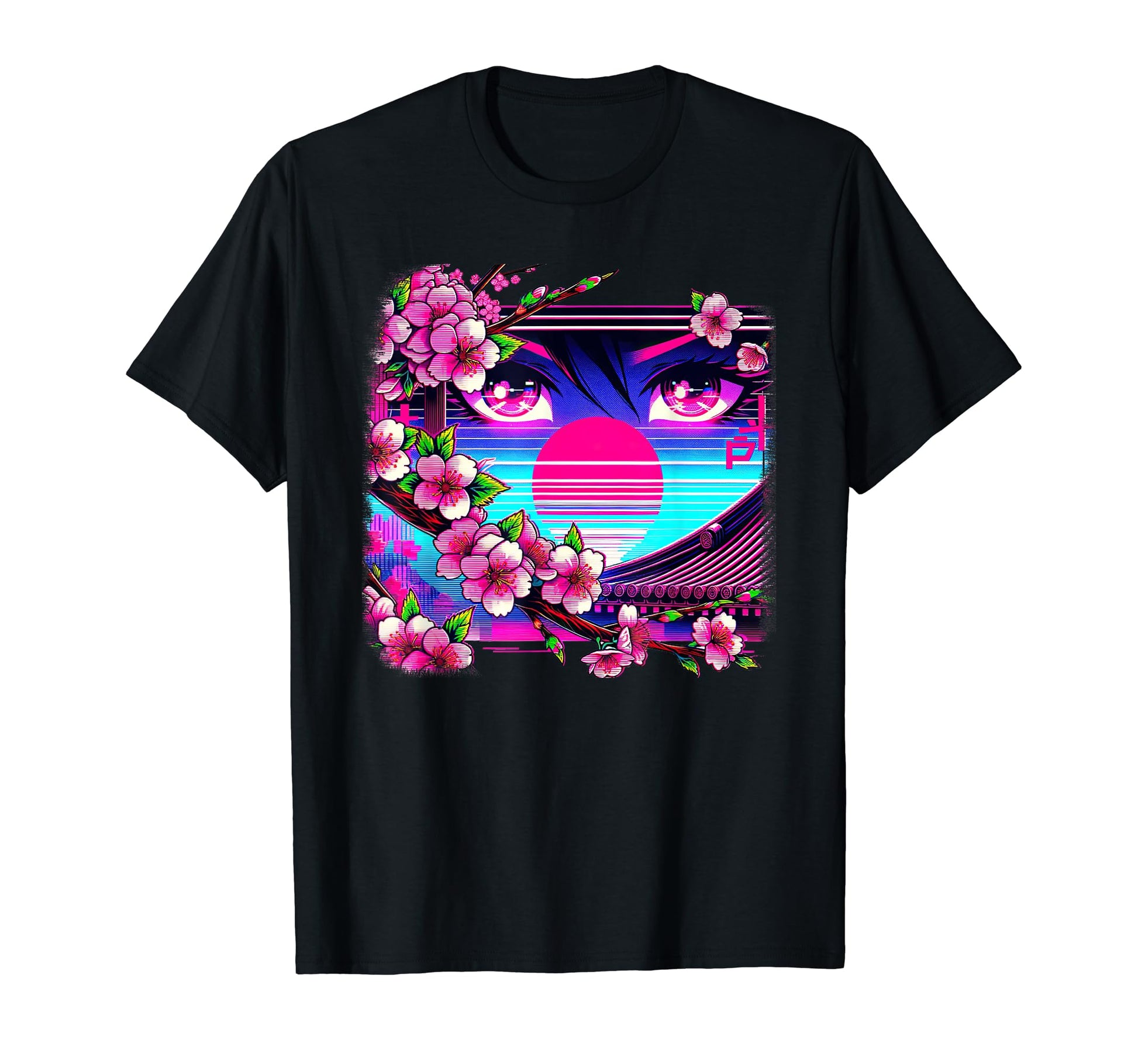 Sakura Synthwave Japanese Vaporwave T-Shirt - Fun Novelty Design Unisex - T-Shirt, Sweatshirt, Hoodie
