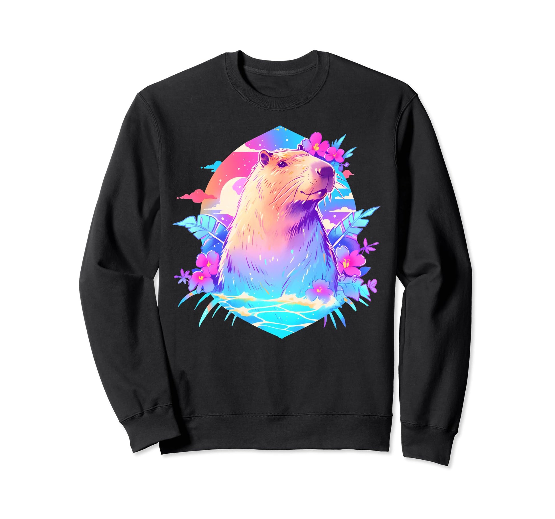 Capybara Summer Kawaii Pastel Sweatshirt - Custom Art Print Unisex - T-Shirt, Sweatshirt, Hoodie