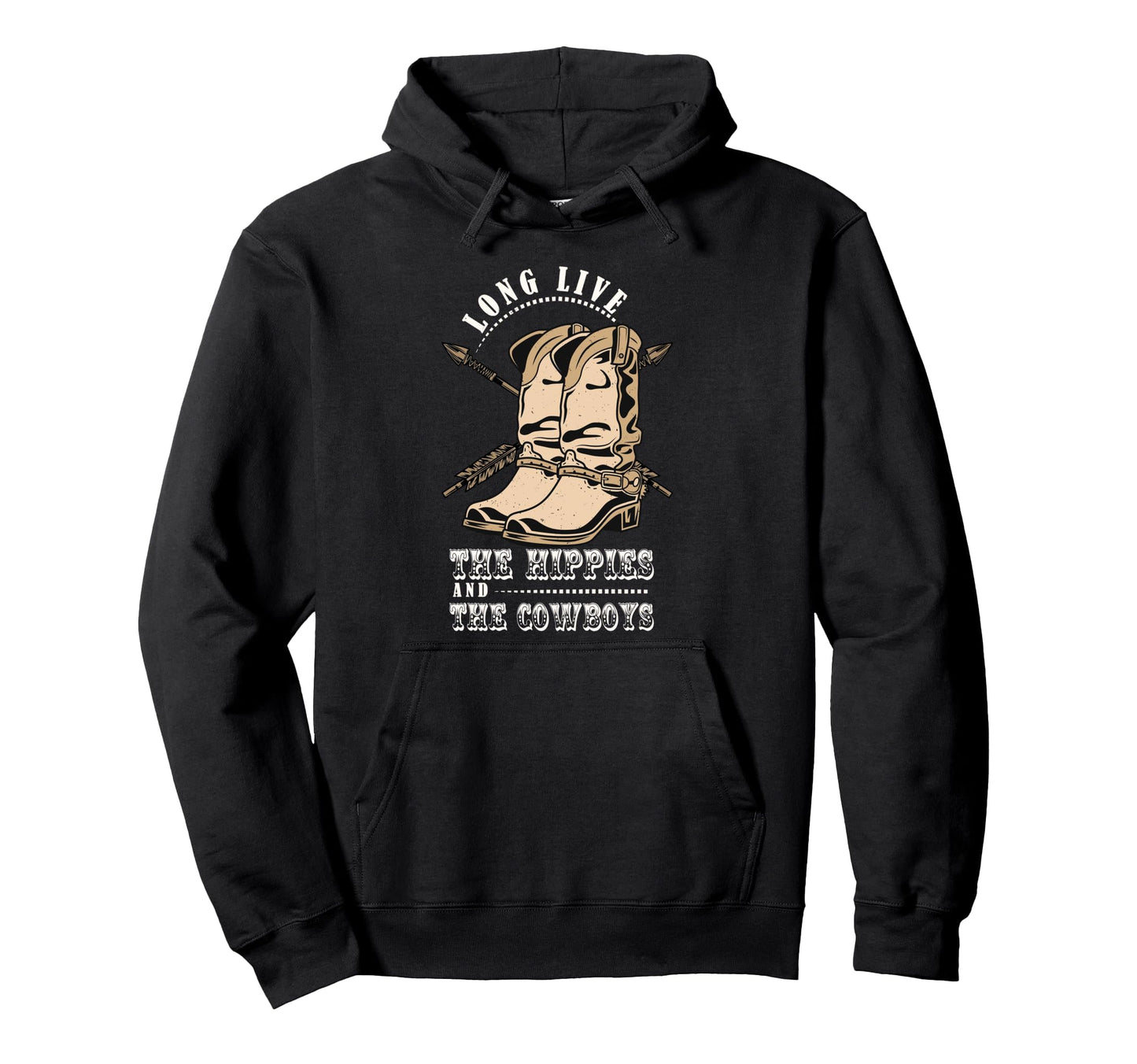 Long Live Hippies Cowboy Country Western Hoodie - Graphic Print for Adults - T-Shirt, Sweatshirt, Hoodie