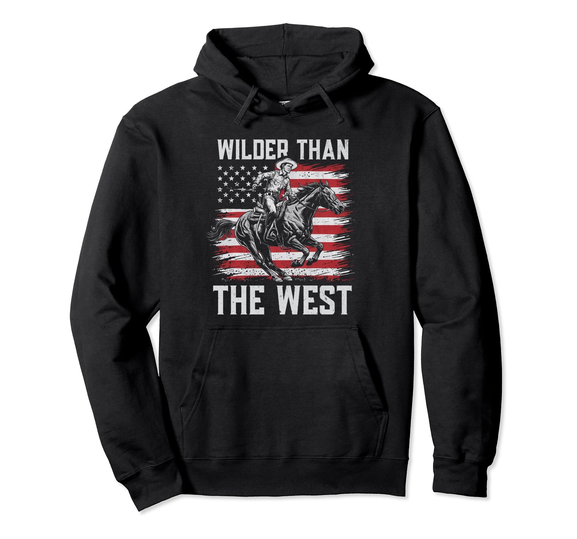 Wilder Than West Cowboy Horseback Hoodie - Unique Graphic Men Women - T-Shirt, Sweatshirt, Hoodie