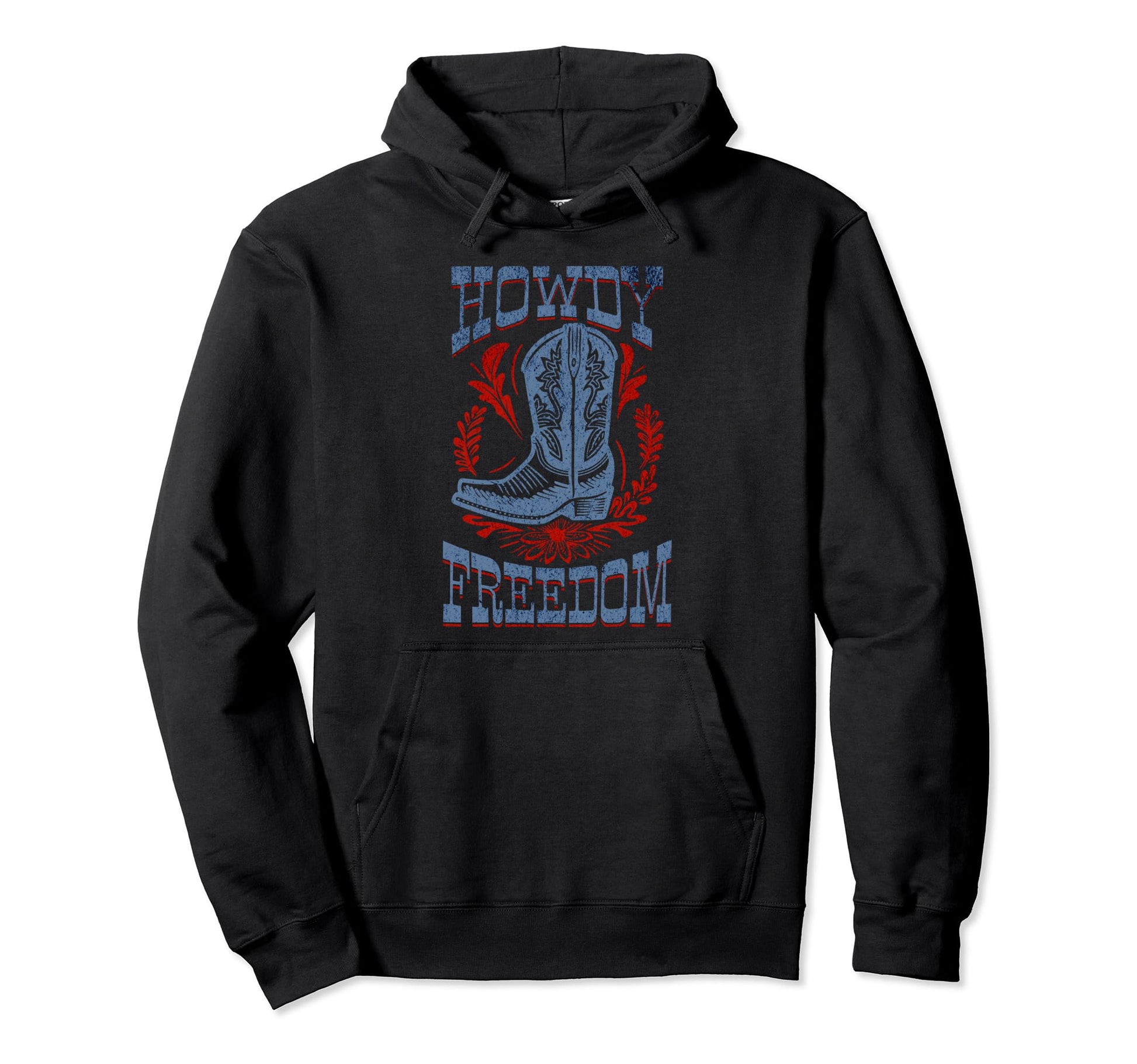 Howdy Cowboy Boot Western Patriotic Hoodie - Aesthetic Graphic for Adults - T-Shirt, Sweatshirt, Hoodie