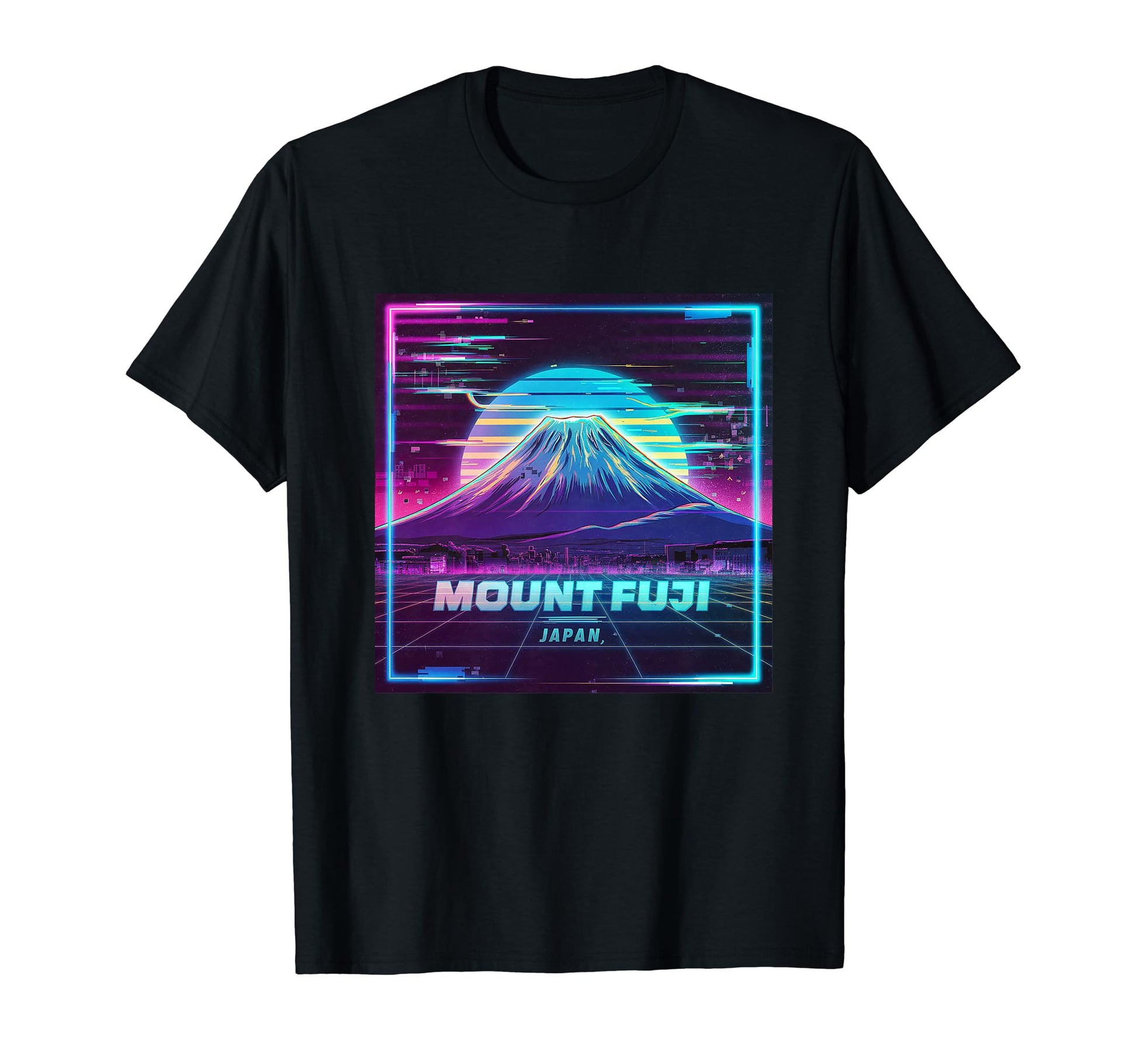Mount Fuji Japan Vaporwave Aesthetic T-Shirt - Custom Art Print Unisex - T-Shirt, Sweatshirt, Hoodie