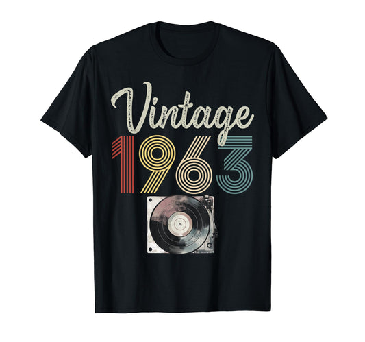 1963 Born 1963 Vinyl Record Player T-Shirt - Novelty Apparel for Adults - T-Shirt, Sweatshirt, Hoodie
