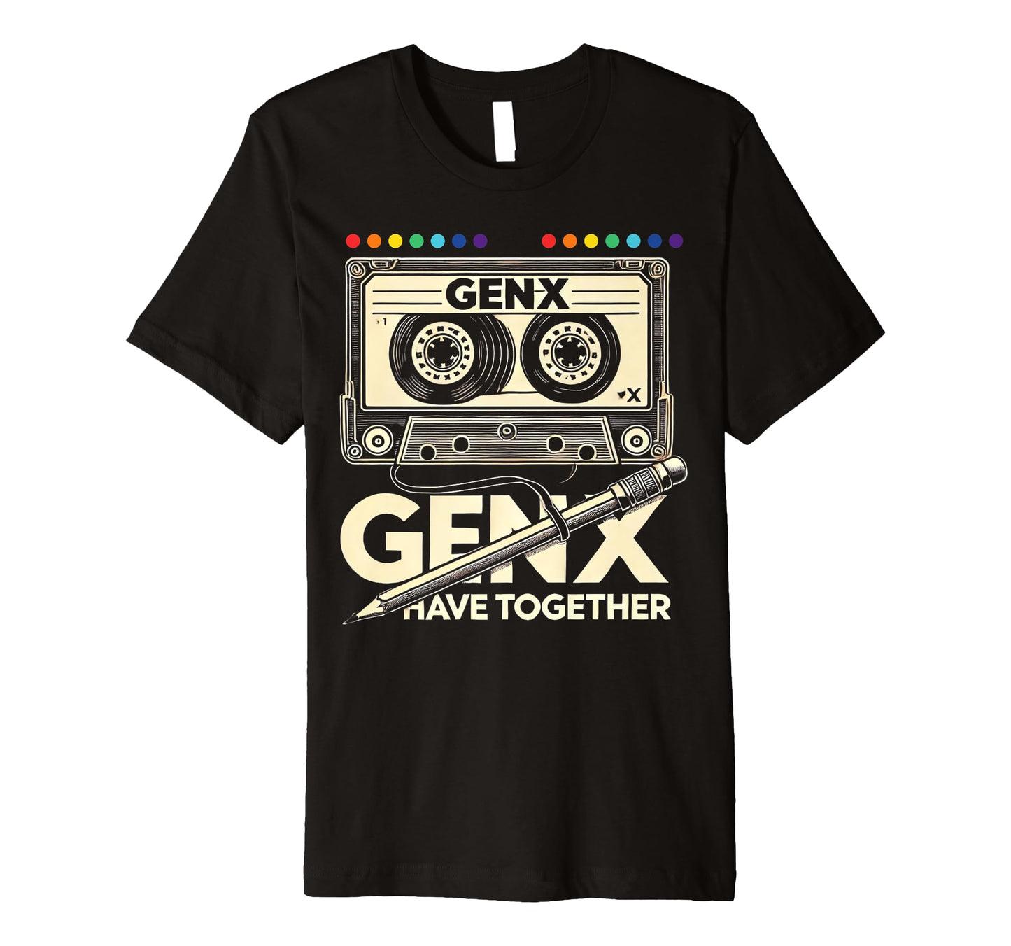 Gen X Cassette Tape Pencil Music Vibes T-Shirt - Unique Graphic Men Women - T-Shirt, Sweatshirt, Hoodie