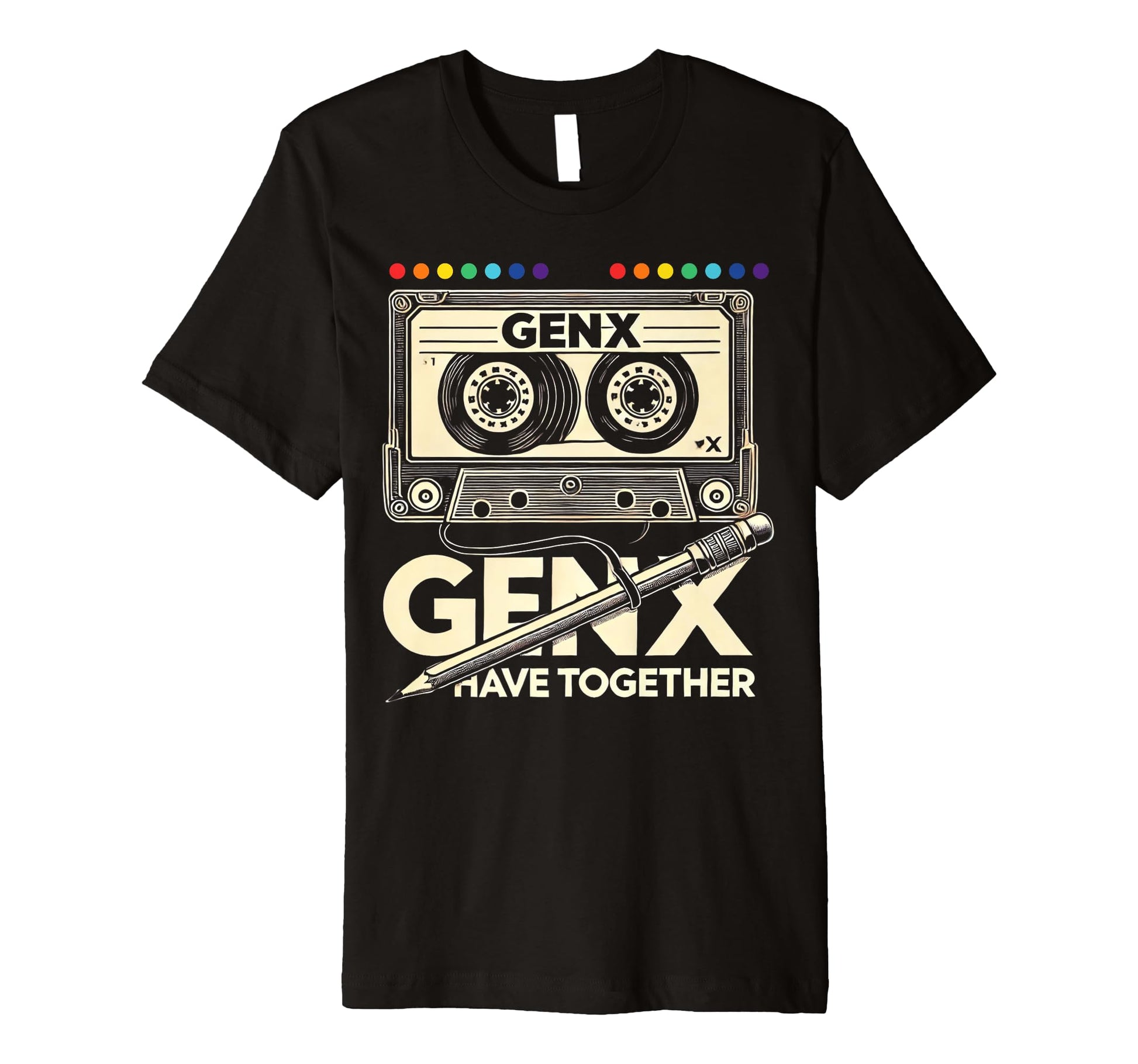 Gen X Cassette Tape Pencil Music Vibes T-Shirt - Unique Graphic Men Women - T-Shirt, Sweatshirt, Hoodie