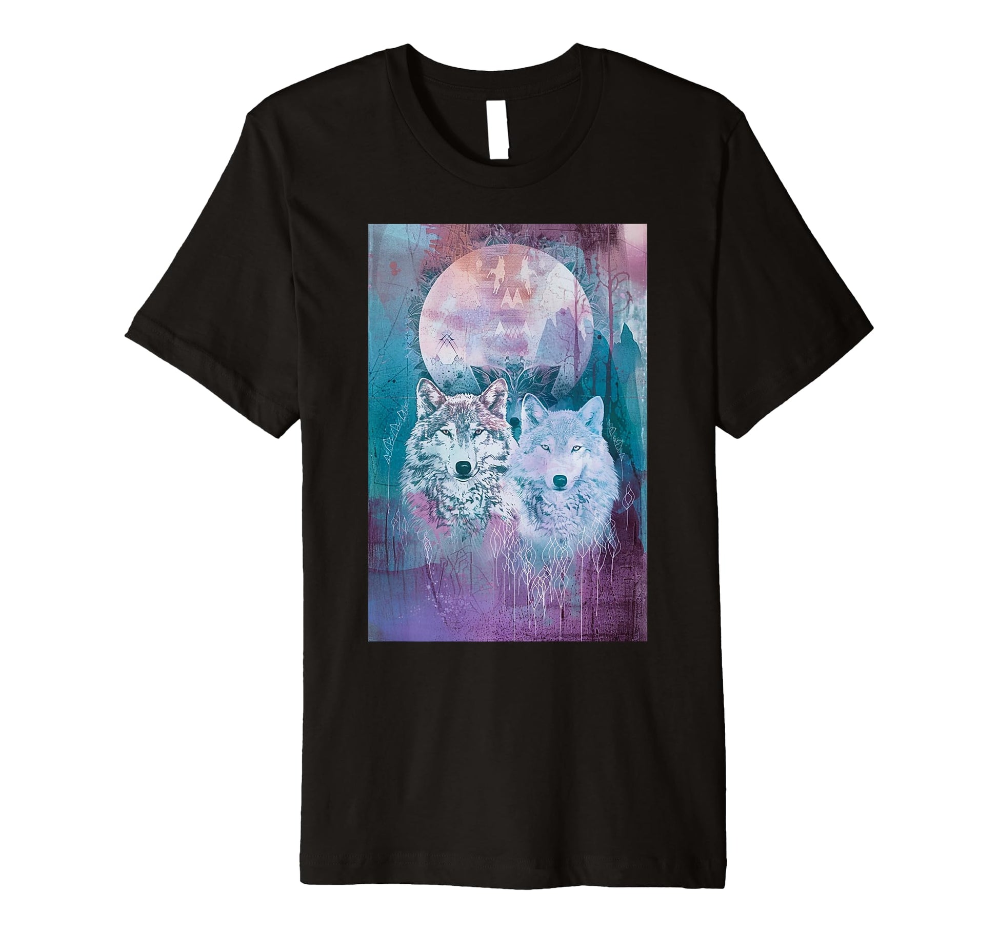 Boho Mystic Wolf Art T-Shirt - Unique Graphic for Adults - T-Shirt, Sweatshirt, Hoodie