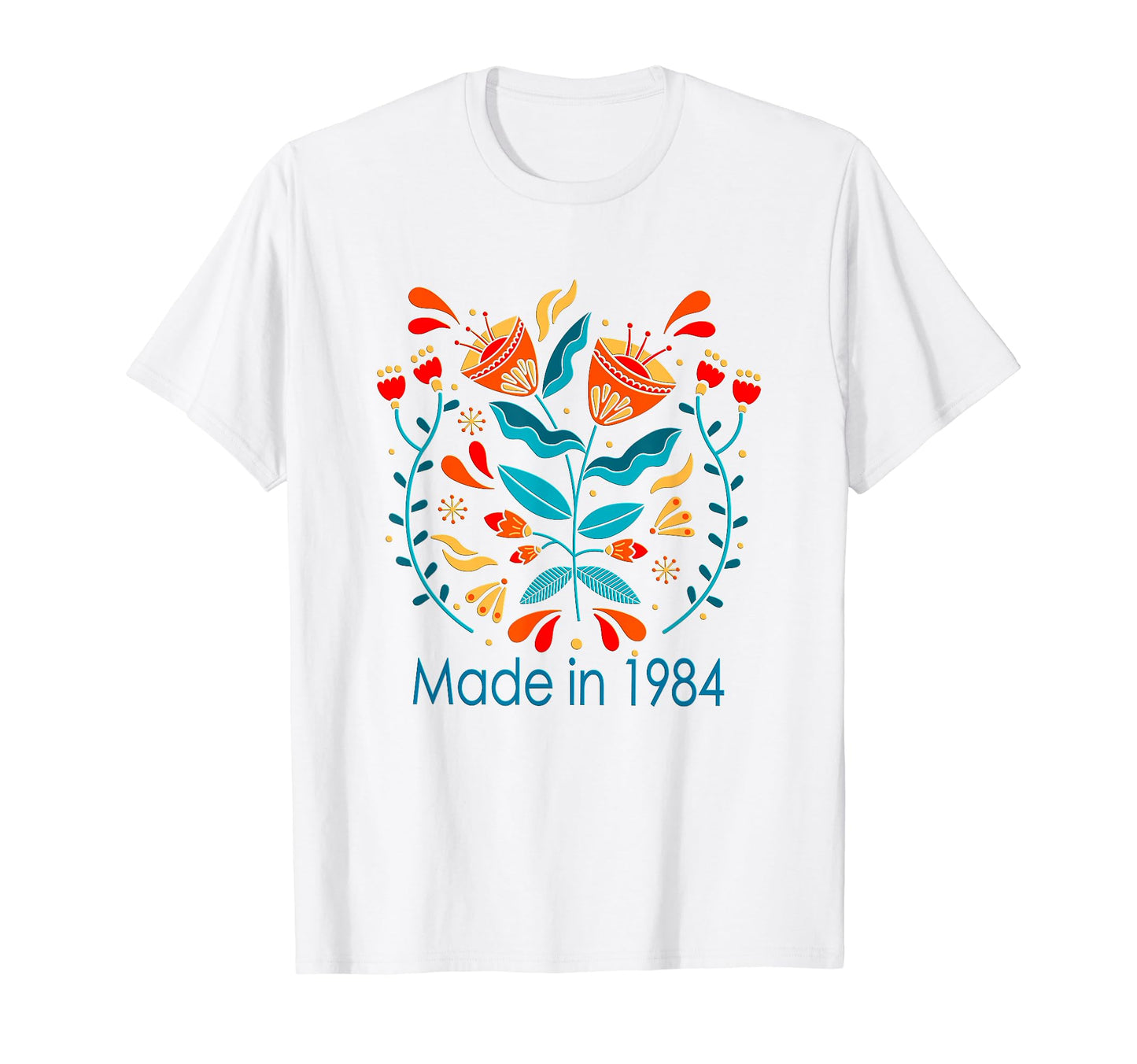 40Th Birthday Boho Folk Art Floral T-Shirt - Trendy Graphic Men Women - T-Shirt, Sweatshirt, Hoodie