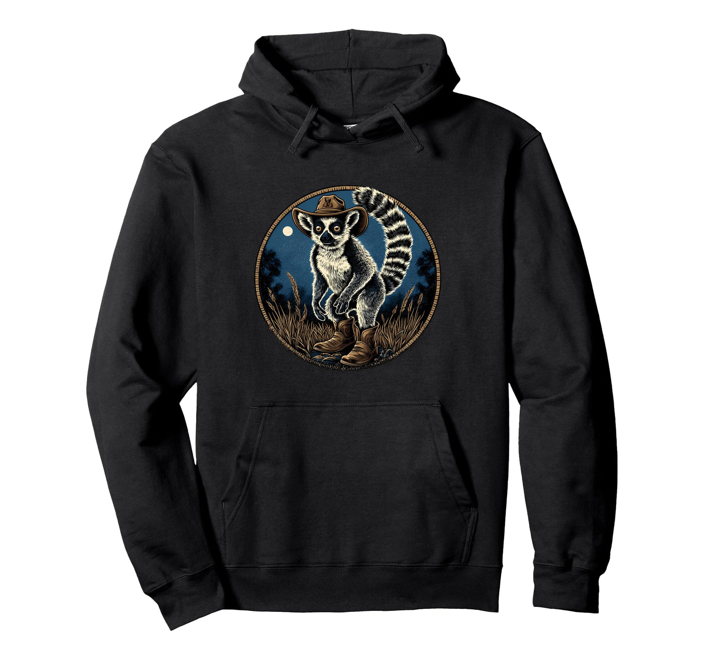 Lemur Cowboy Rodeo Cowgirl Western Hoodie - Unique Graphic for Adults - T-Shirt, Sweatshirt, Hoodie