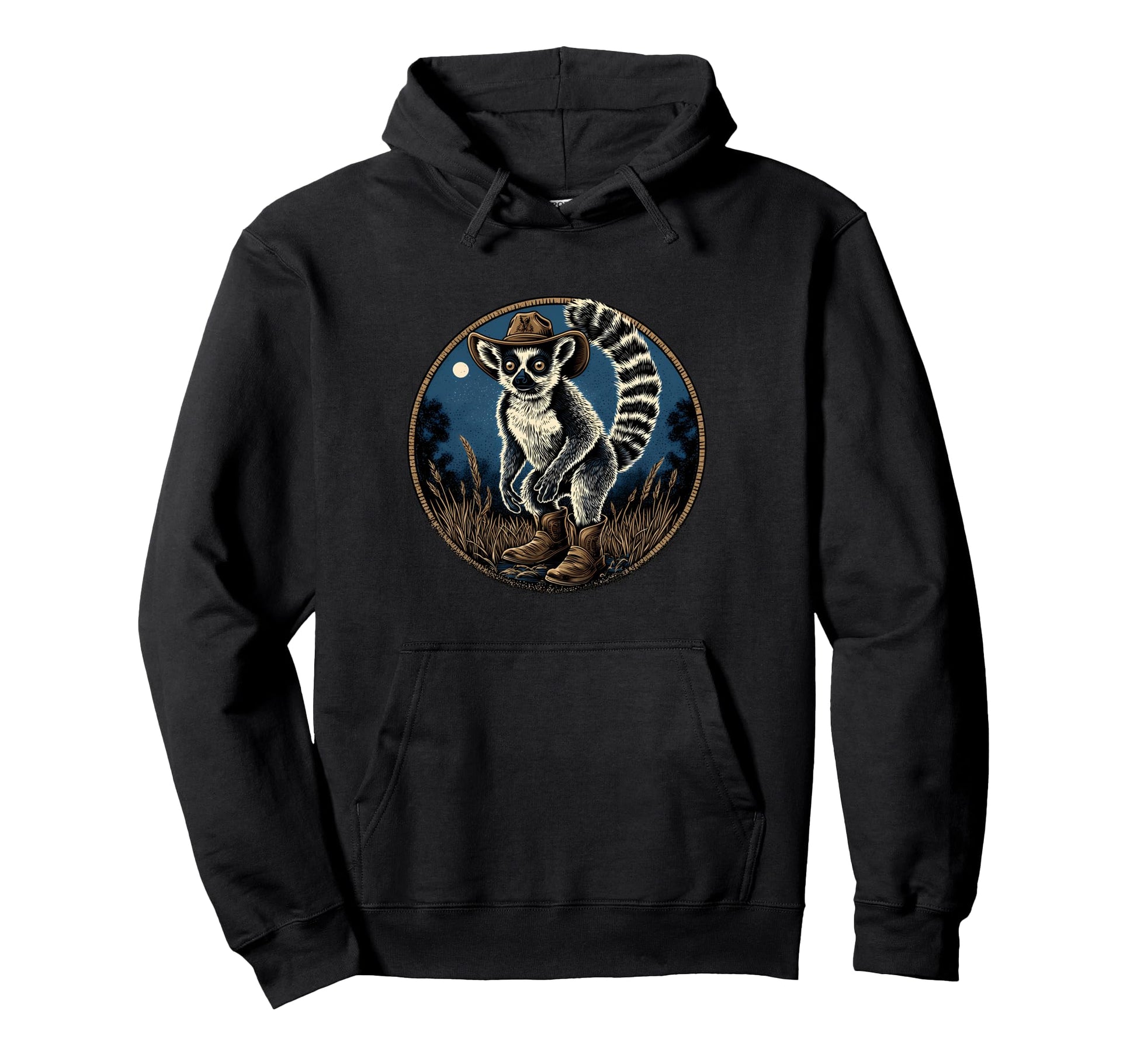 Lemur Cowboy Rodeo Cowgirl Western Hoodie - Unique Graphic for Adults - T-Shirt, Sweatshirt, Hoodie