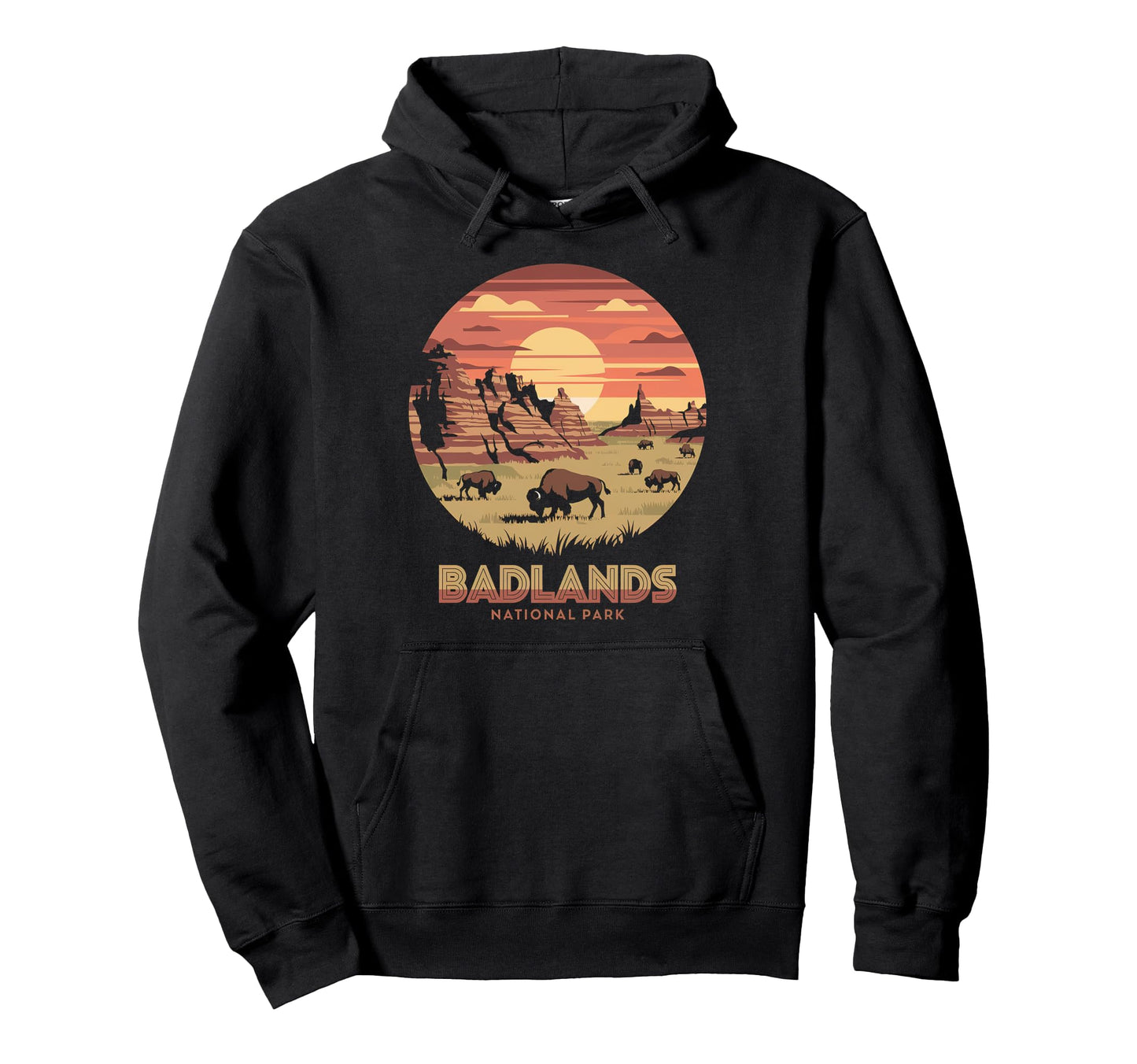 Badlands National Park Bison Sunset Hoodie - Custom Art Print Unisex - T-Shirt, Sweatshirt, Hoodie