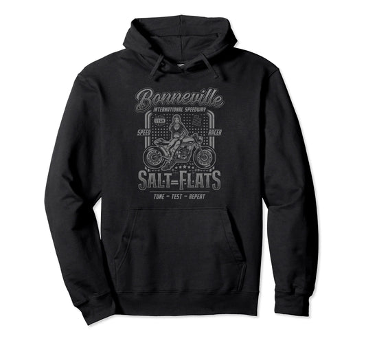 Bonneville Salt Flats Motorcycle Racing Hoodie - Unique Graphic Men Women - T-Shirt, Sweatshirt, Hoodie