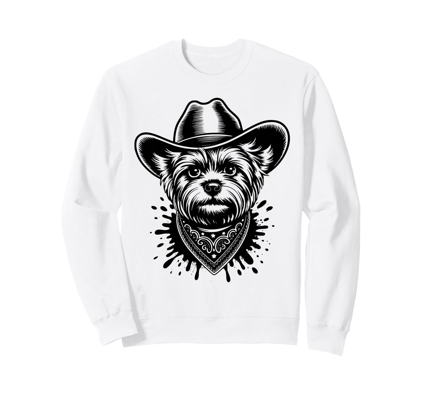 Funny Cowboy Yorkshire Terrier Western Sweatshirt - Graphic Print Unisex - T-Shirt, Sweatshirt, Hoodie
