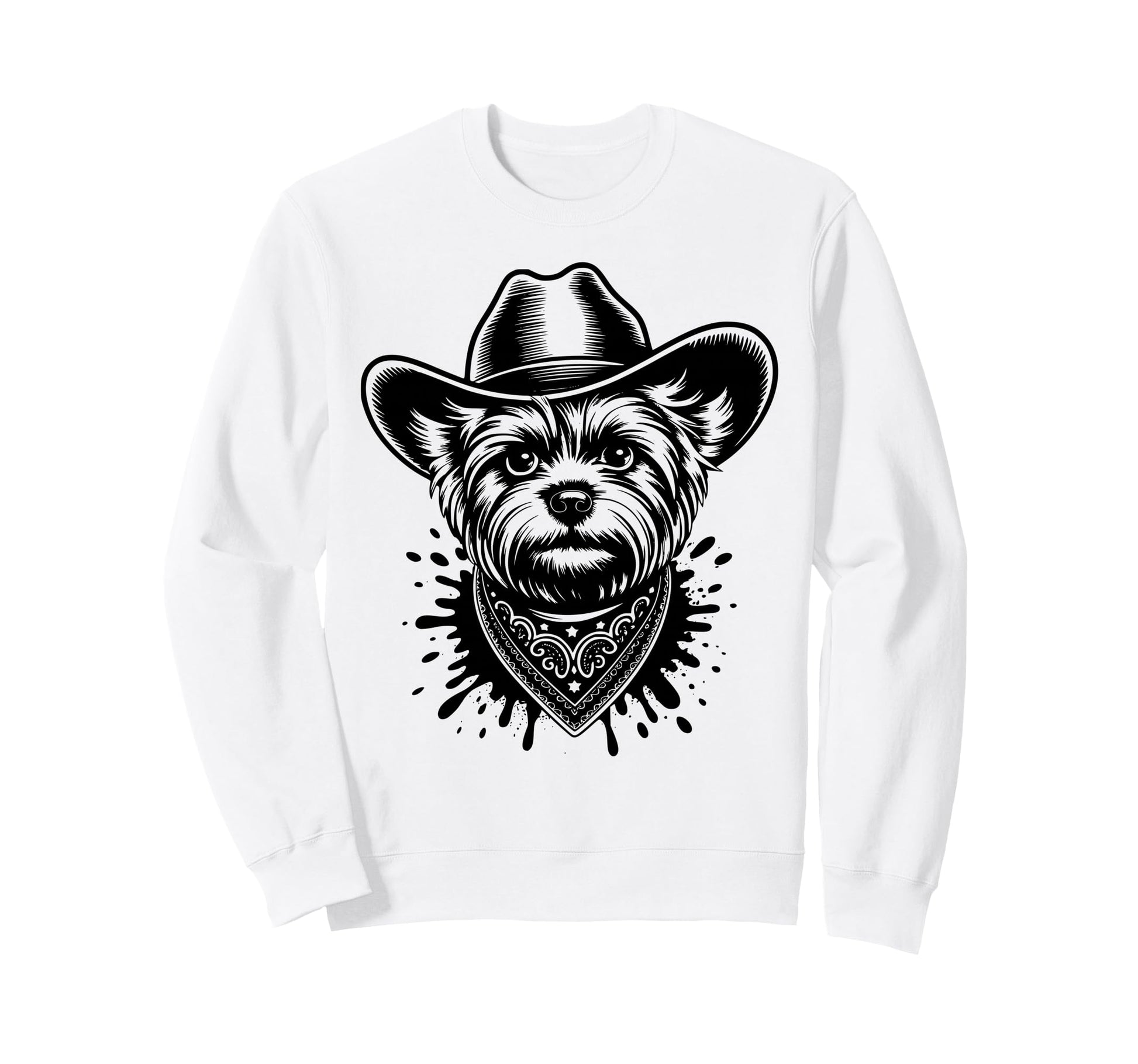 Funny Cowboy Yorkshire Terrier Western Sweatshirt - Graphic Print Unisex - T-Shirt, Sweatshirt, Hoodie