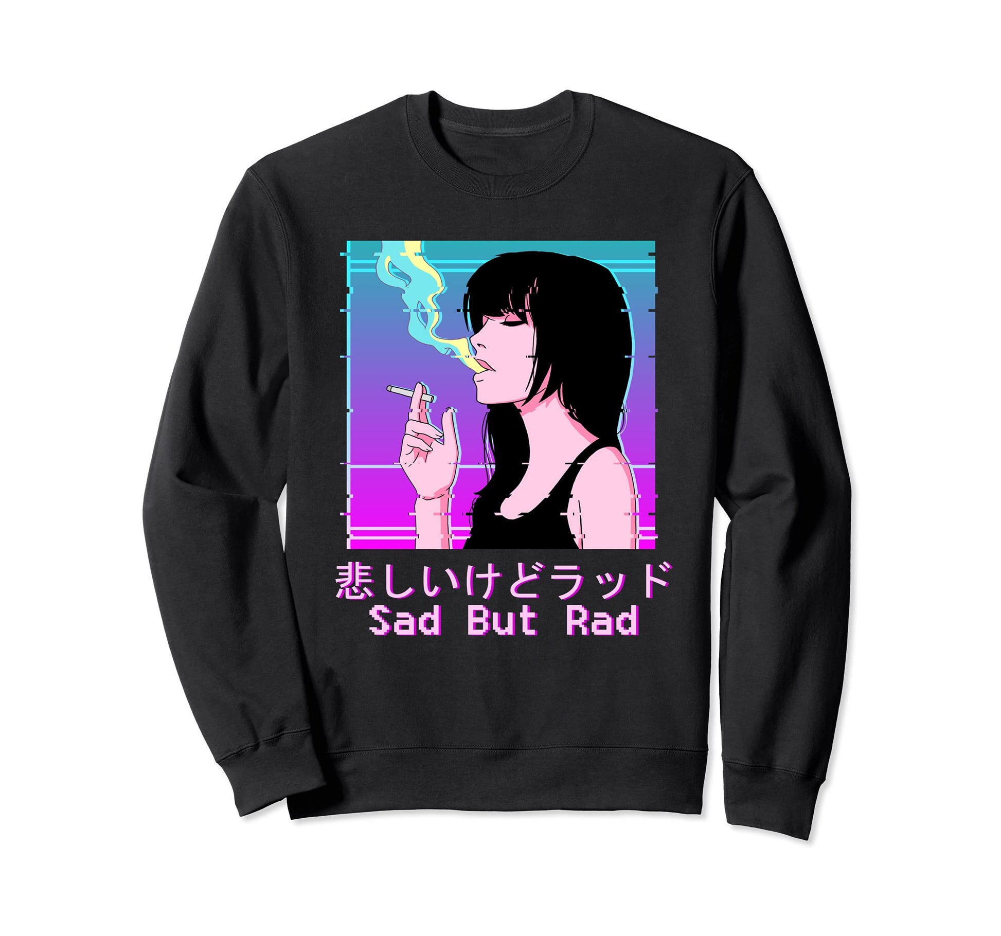 Japanese Glitch Aesthetic Sweatshirt - Minimalist Print for Adults - T-Shirt, Sweatshirt, Hoodie