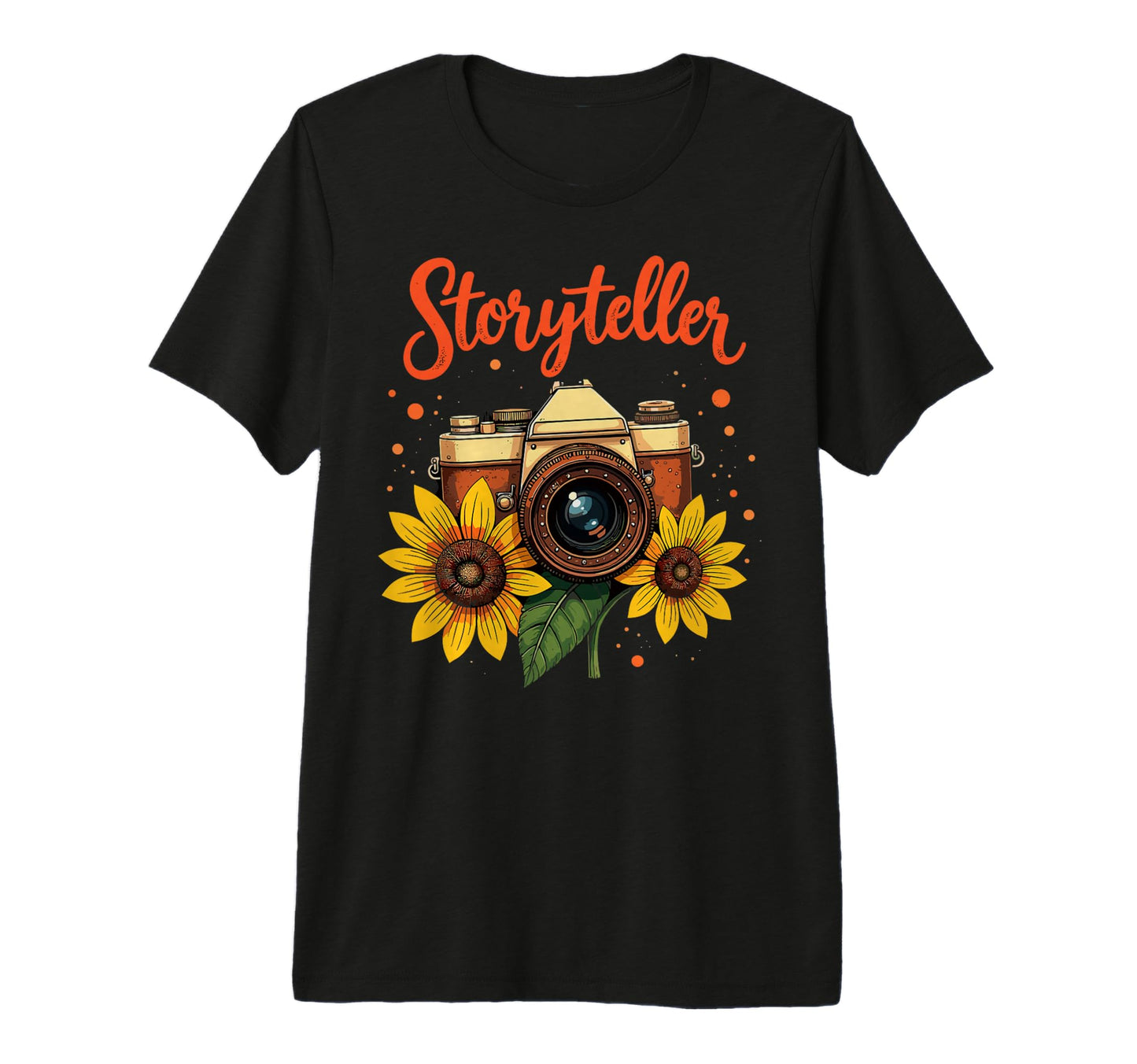 Photo Camera Sunflowers Storyteller T-Shirt - Fun Novelty Design Men Women - T-Shirt, Sweatshirt, Hoodie