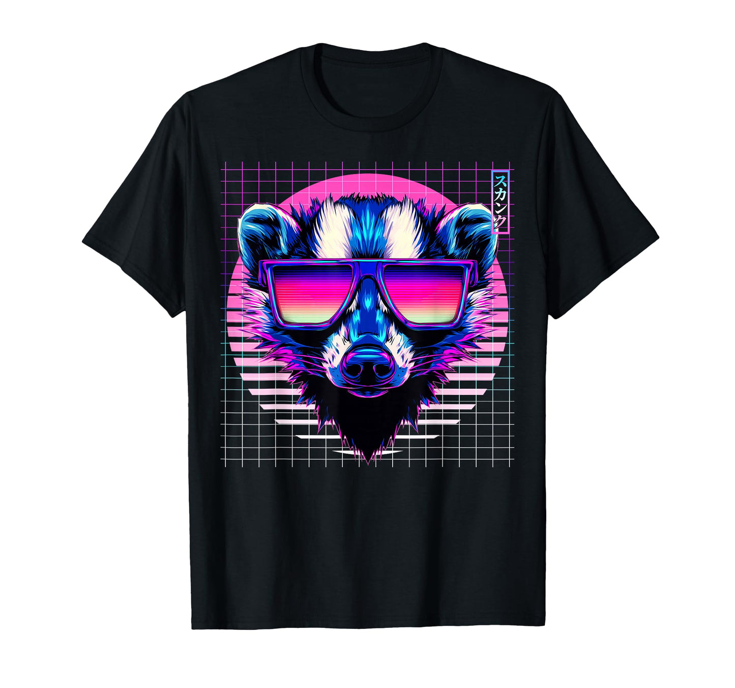Skunk Sunglasses Raccoon Vaporwave T-Shirt - Graphic Print Men Women - T-Shirt, Sweatshirt, Hoodie