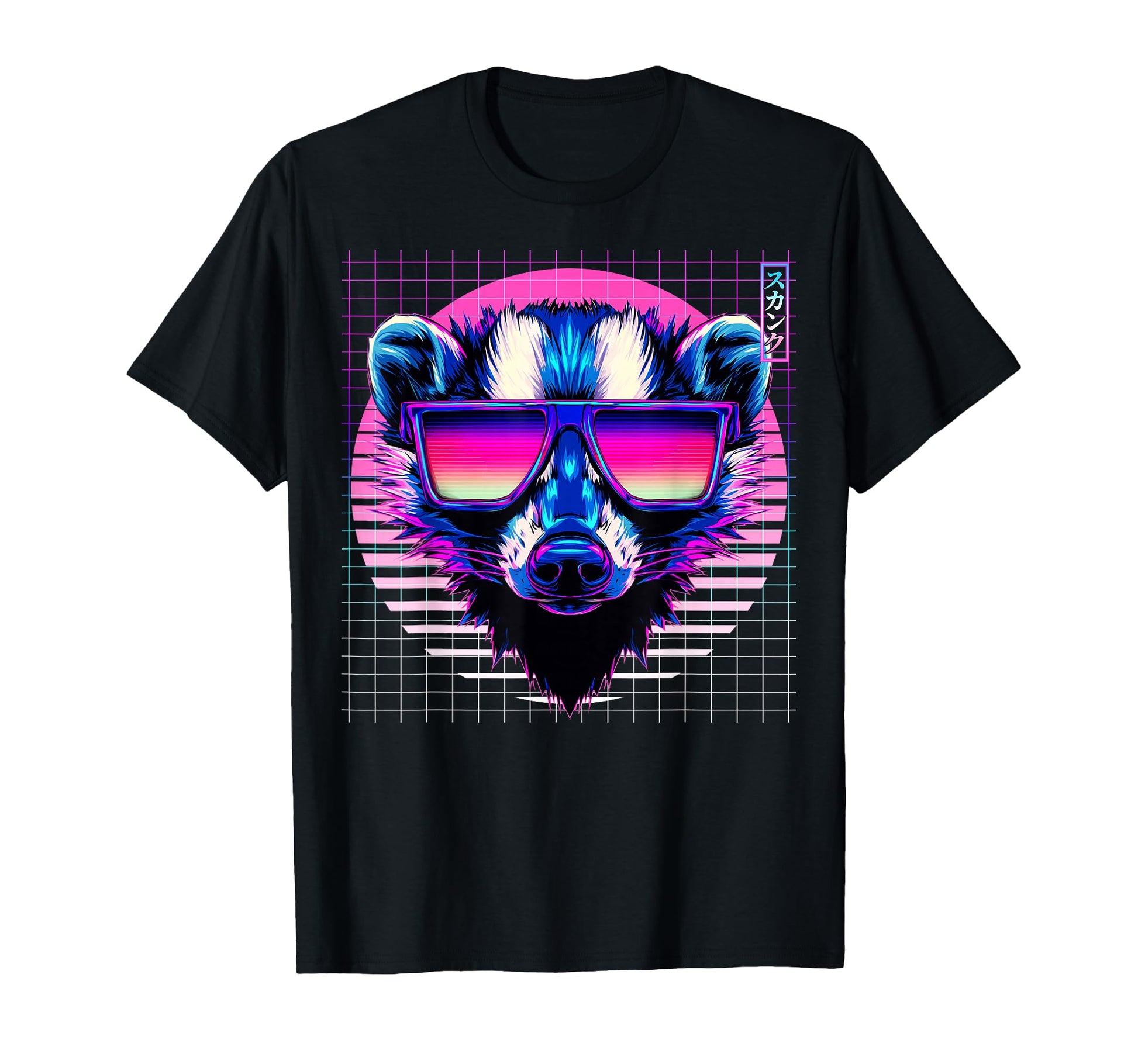 Skunk Sunglasses Raccoon Vaporwave T-Shirt - Graphic Print Men Women - T-Shirt, Sweatshirt, Hoodie