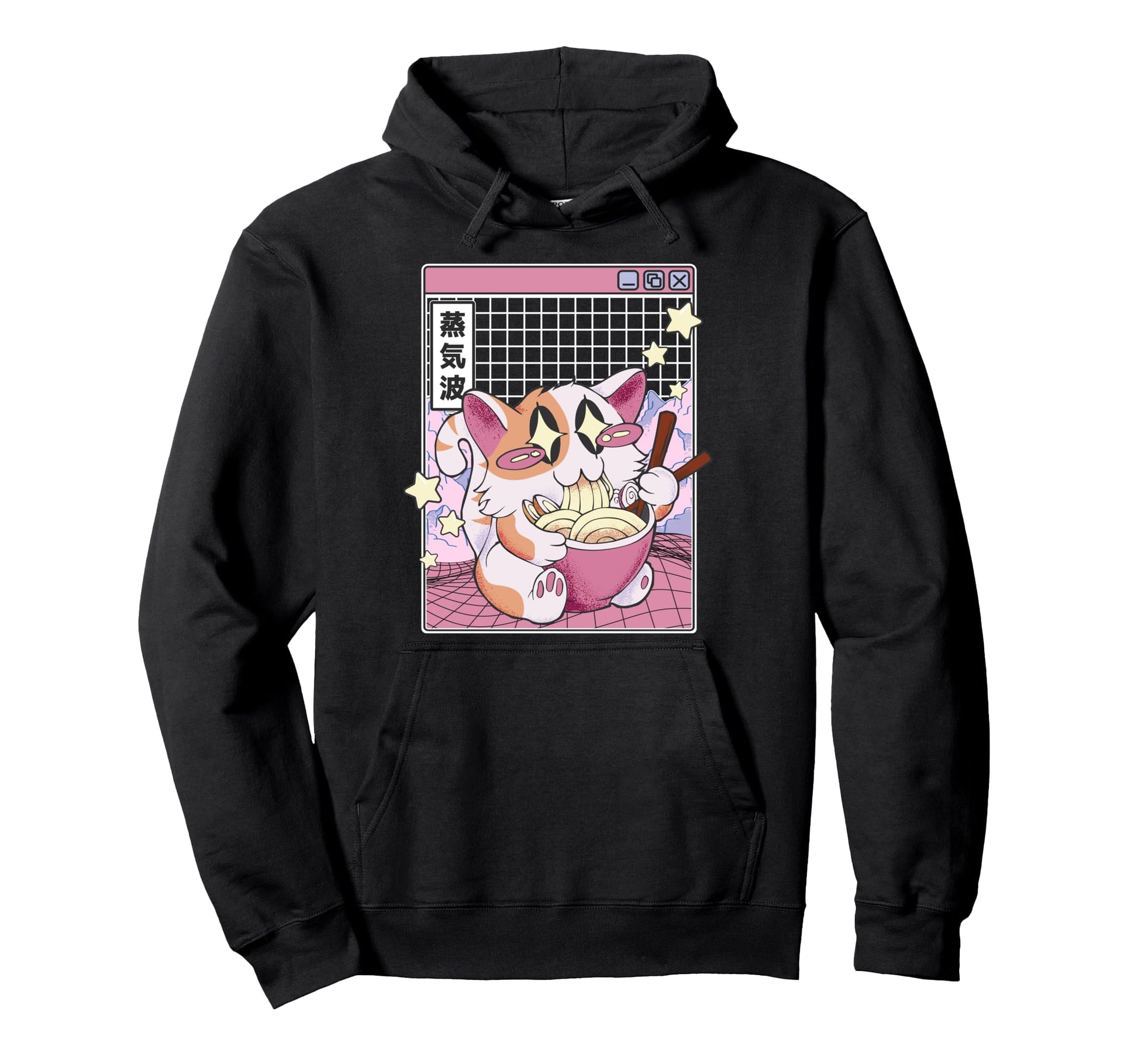 Cat Ramen Noodles Kawaii Vaporwave Hoodie - Novelty Apparel Unisex - T-Shirt, Sweatshirt, Hoodie