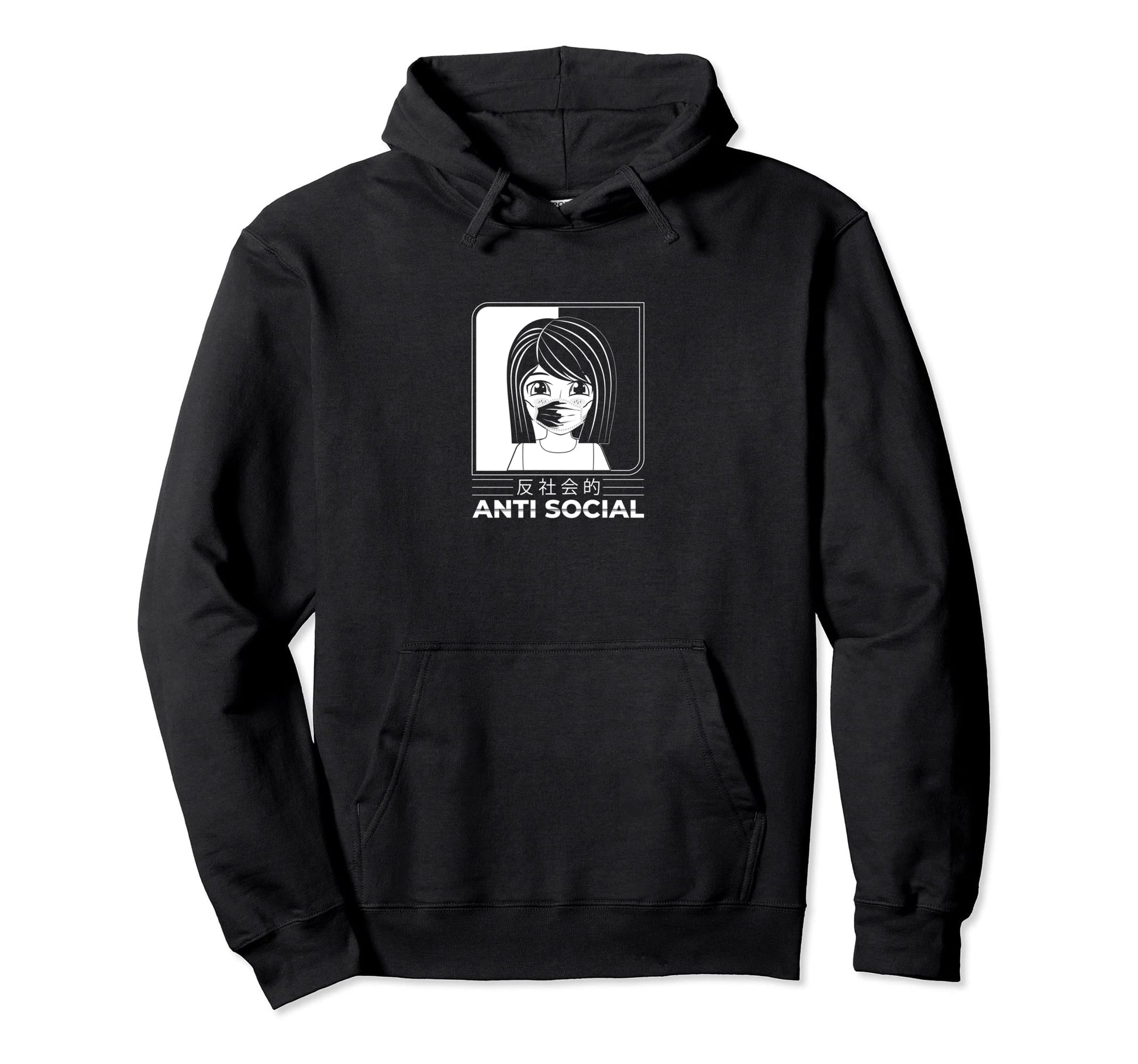 Anti Social Japanese Aesthetic Vaporwave Hoodie - Graphic Print Unisex - T-Shirt, Sweatshirt, Hoodie