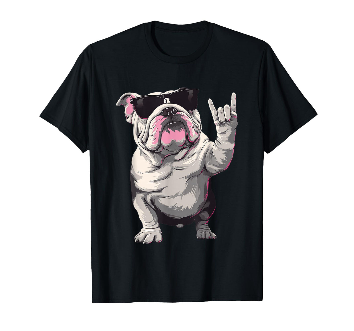 Bulldog English Sunglasses Rock T-Shirt - Fun Novelty Design Men Women - T-Shirt, Sweatshirt, Hoodie