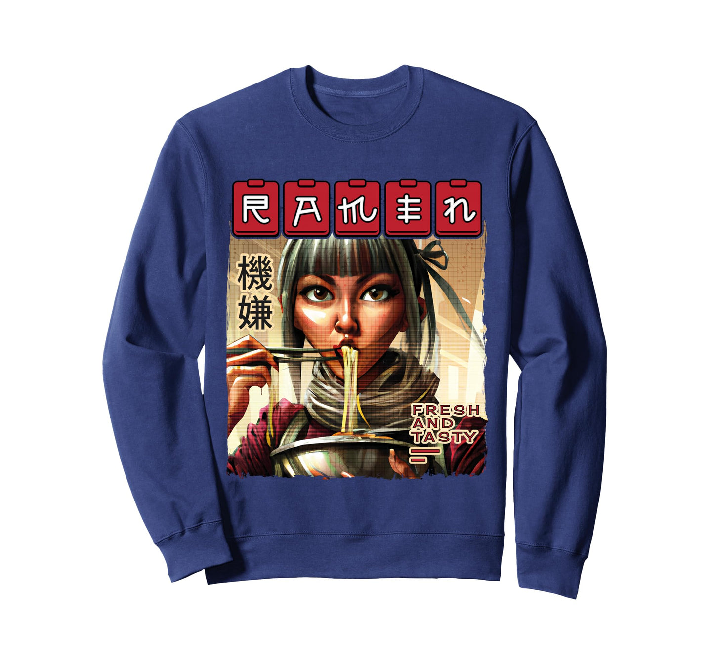 Cyberpunks Ramen Waifu Japanese Anime Sweatshirt - Custom Art Print Unisex - T-Shirt, Sweatshirt, Hoodie